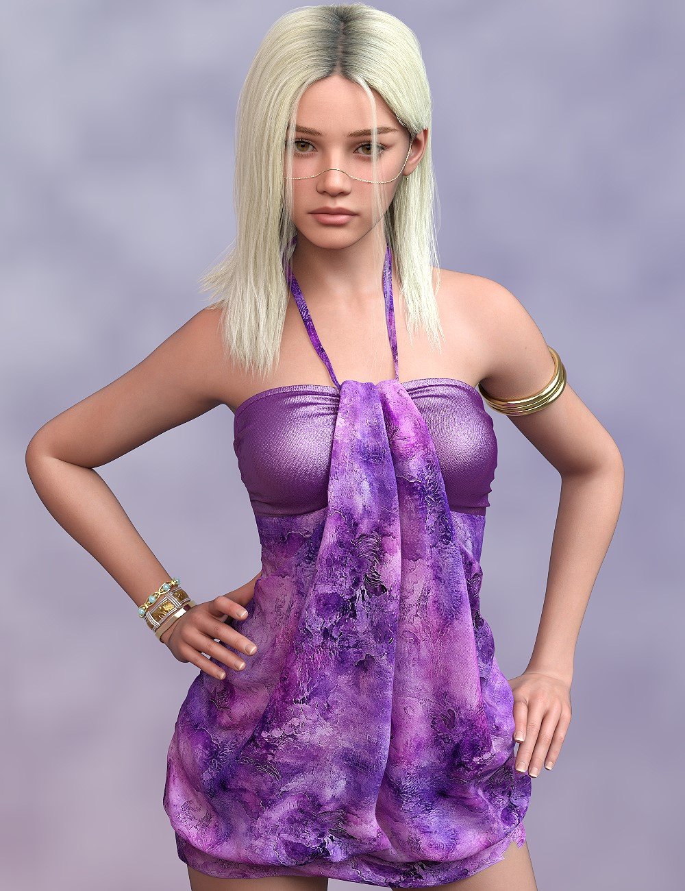 L3D Supreme SU Fashion Halter Dress Texture Add-On by: LUNA3D, 3D Models by Daz 3D