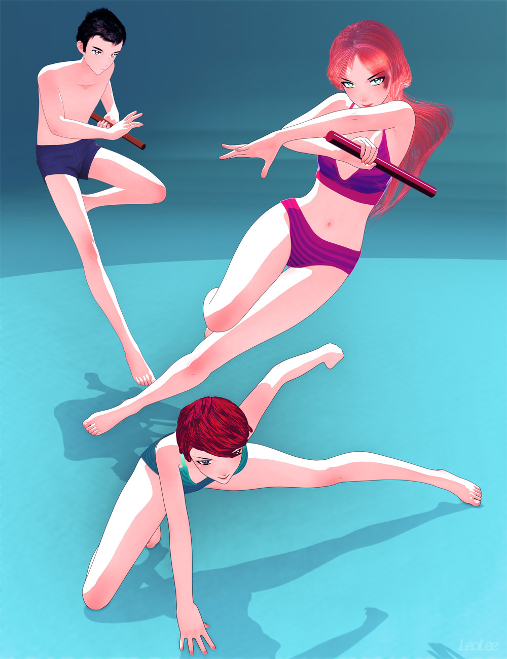 Anime Fighting Poses for Genesis 9 by: Leo Lee, 3D Models by Daz 3D