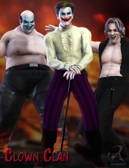 The Clown Clan by: RawArt, 3D Models by Daz 3D