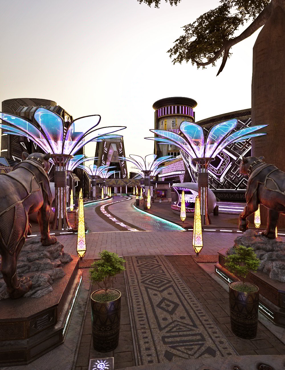 XI Futuristic African Street by: Xivon, 3D Models by Daz 3D