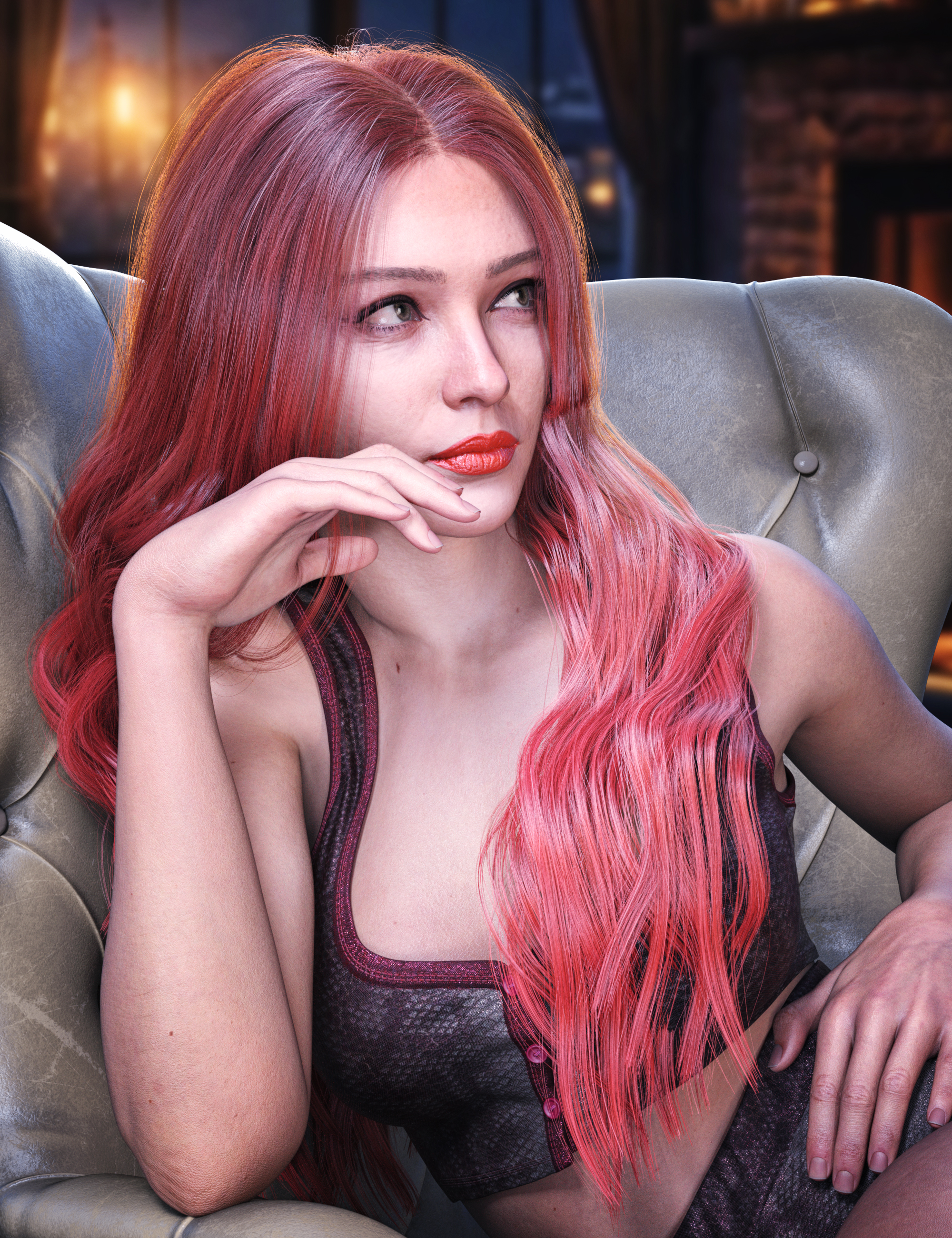 dForce Strand-Based FE K Medium Hair Vol 03 for Genesis 9 by: FeSoul, 3D Models by Daz 3D