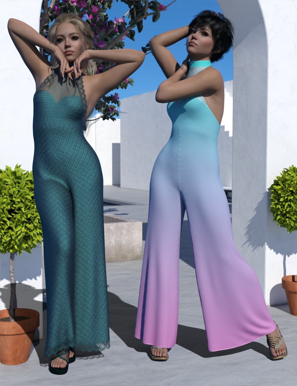 dForce Backless Jumpsuit for Genesis 9 by: Lully, 3D Models by Daz 3D