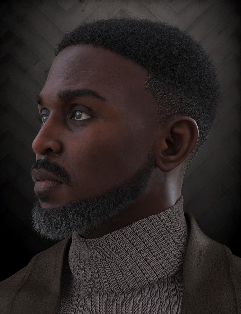Low Fade Hair and Beard for Genesis 9 by: Soto, 3D Models by Daz 3D