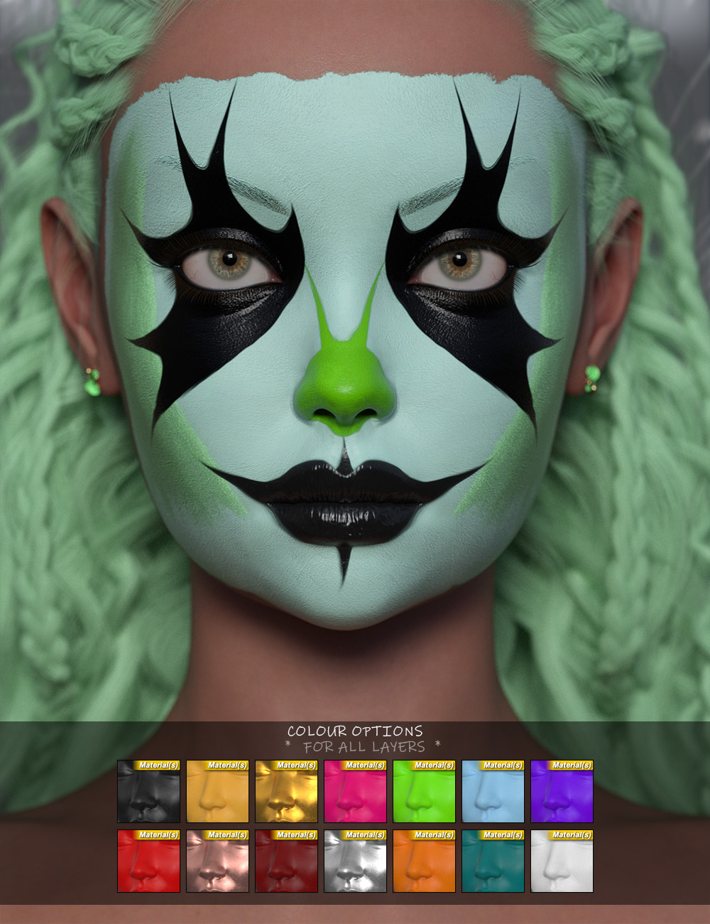 Angsty Build Angsty Clown Makeup Builder for Genesis 9 | Daz 3D