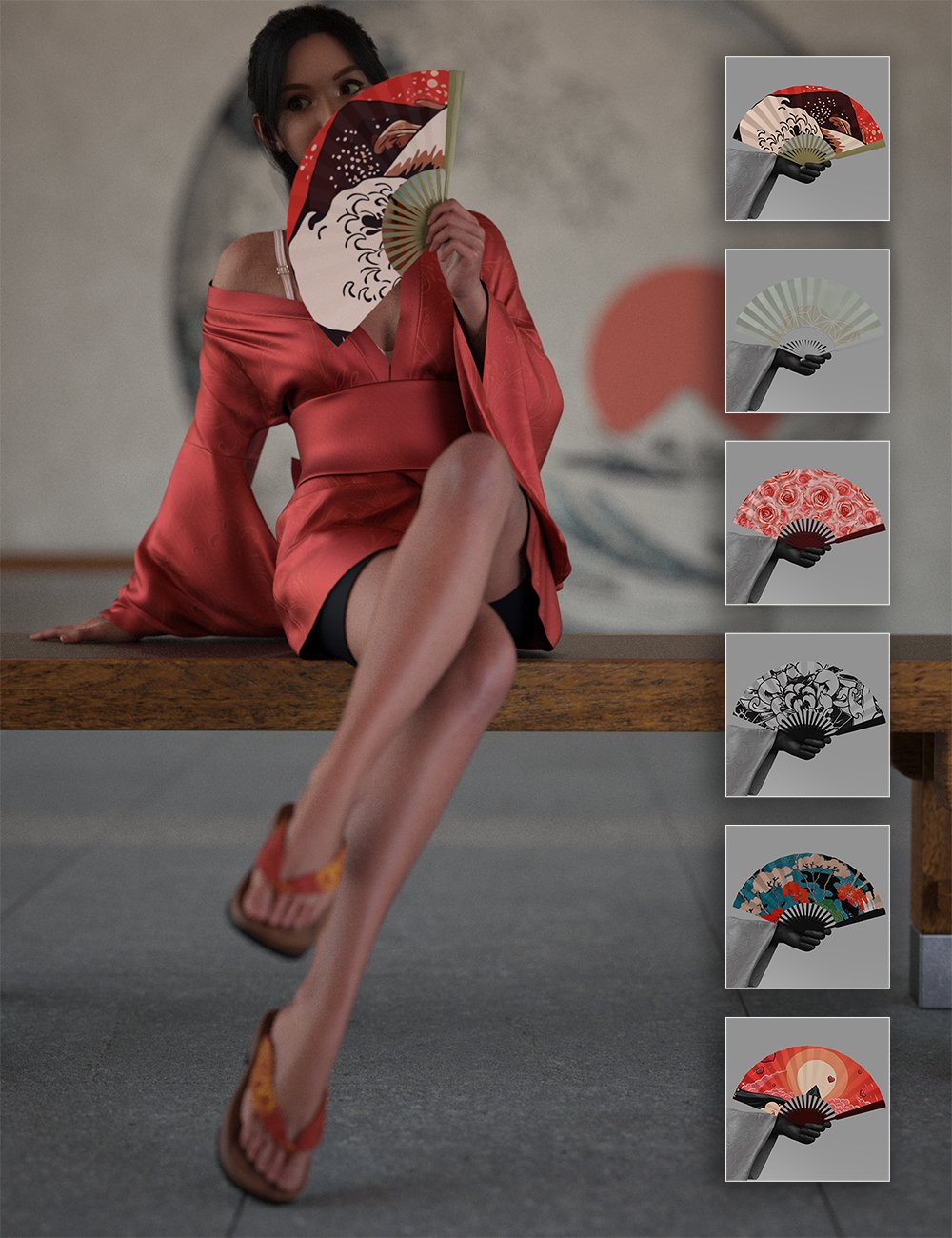 Fan and Kimono Poses For Genesis 9