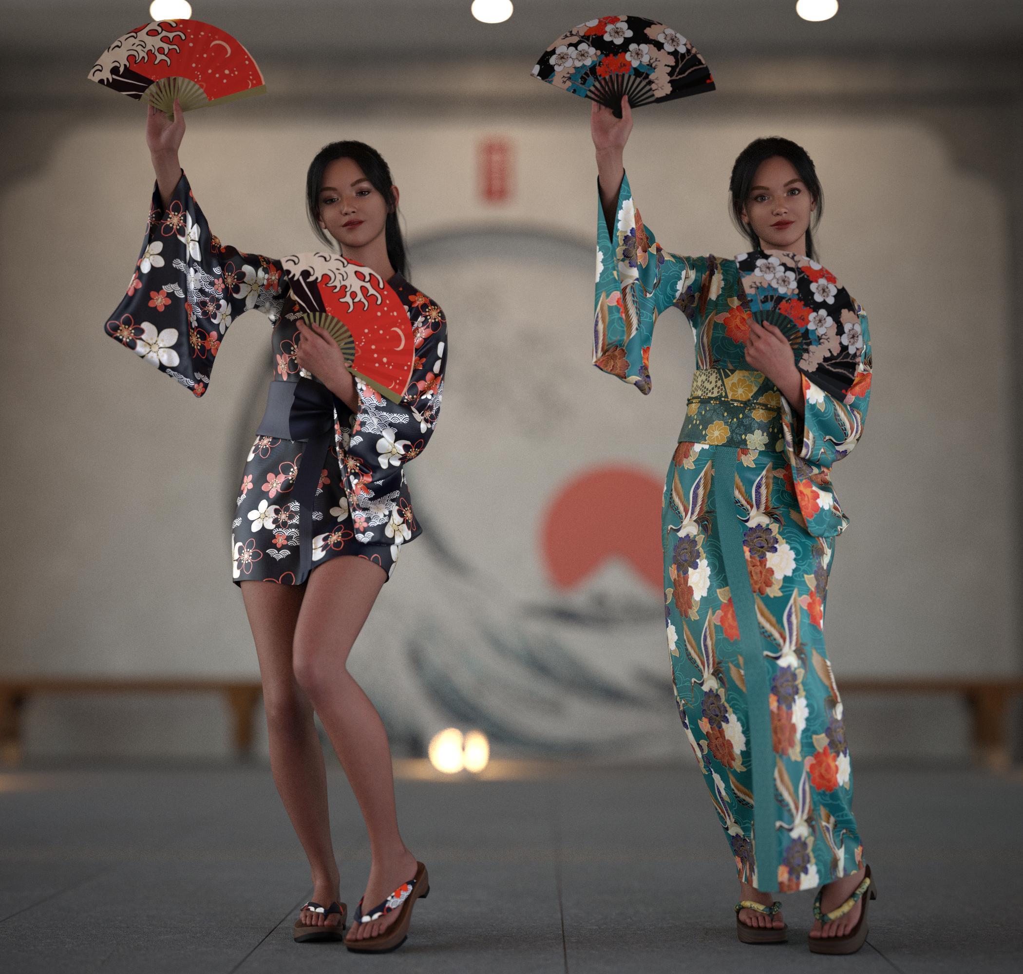 Fan and Kimono Poses For Genesis 9