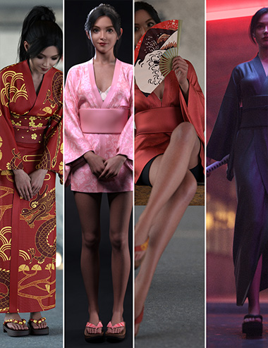dForce Kimono and Pose Bundle Daz 3D