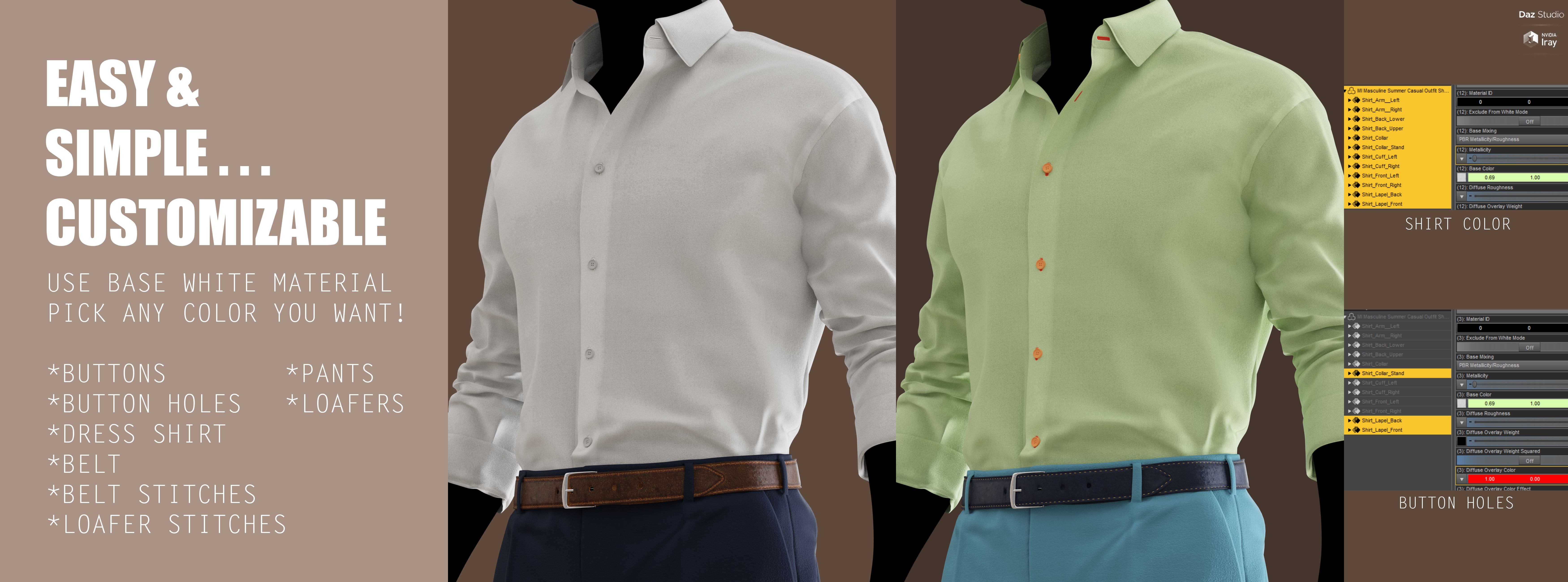 MI Masculine Summer Casual Outfit for Genesis 8 and 8.1 Male | Daz 3D