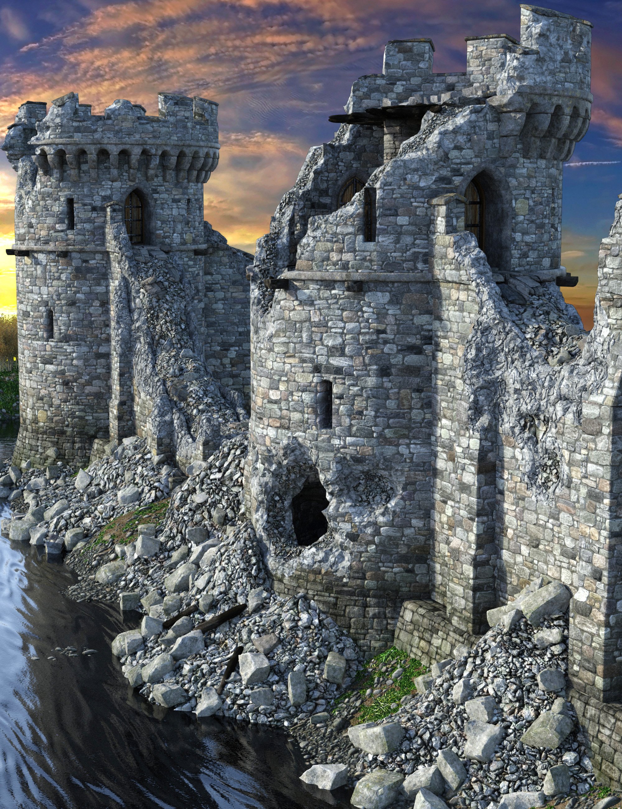 Medieval Castle Destruction Kit - Walls & Towers