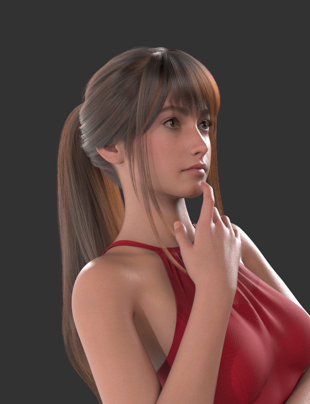 XYZ Classic Ponytail Hair for Genesis 9 by: XYZ, 3D Models by Daz 3D