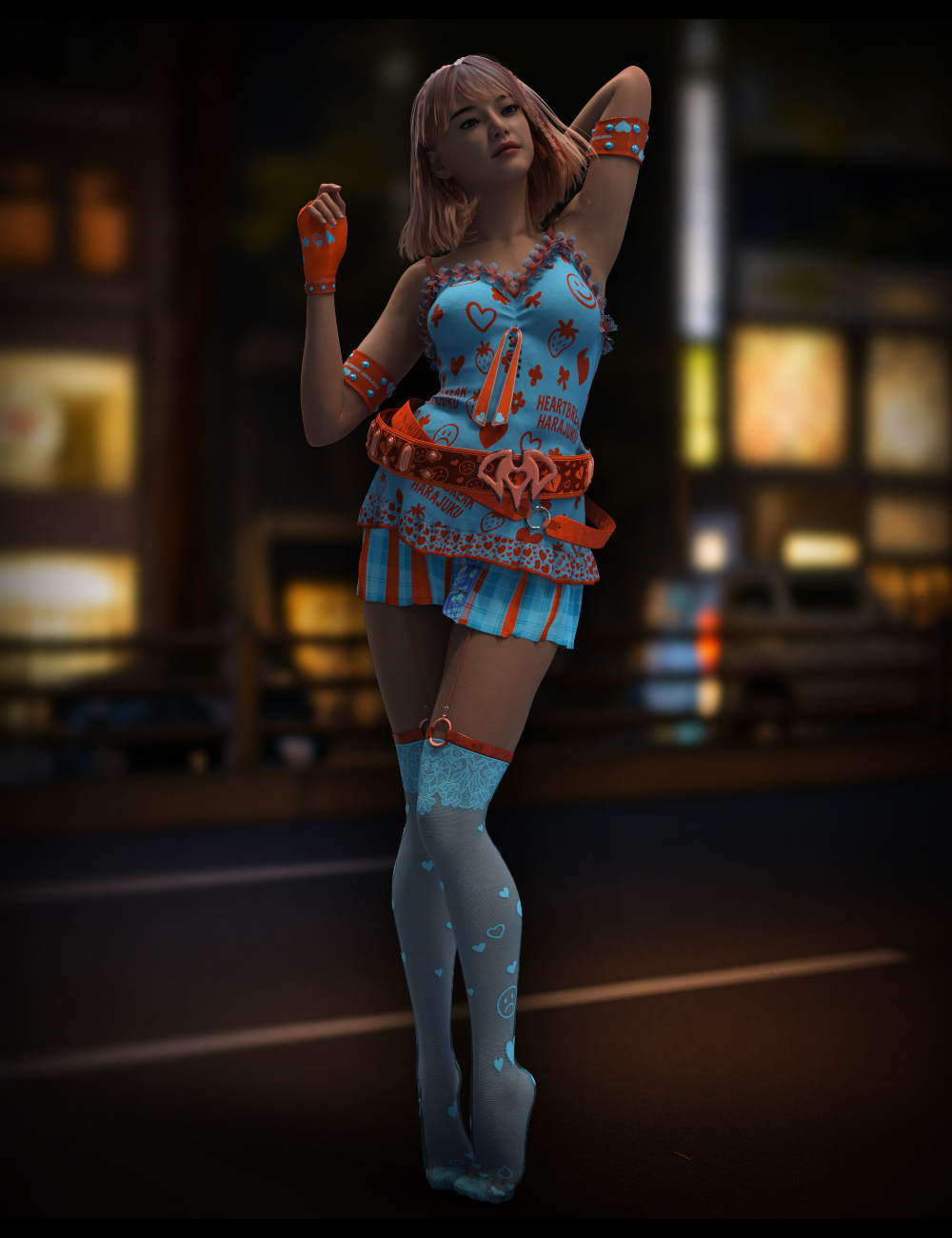 dForce Heartbreak Harajuku Clothing for Genesis 9