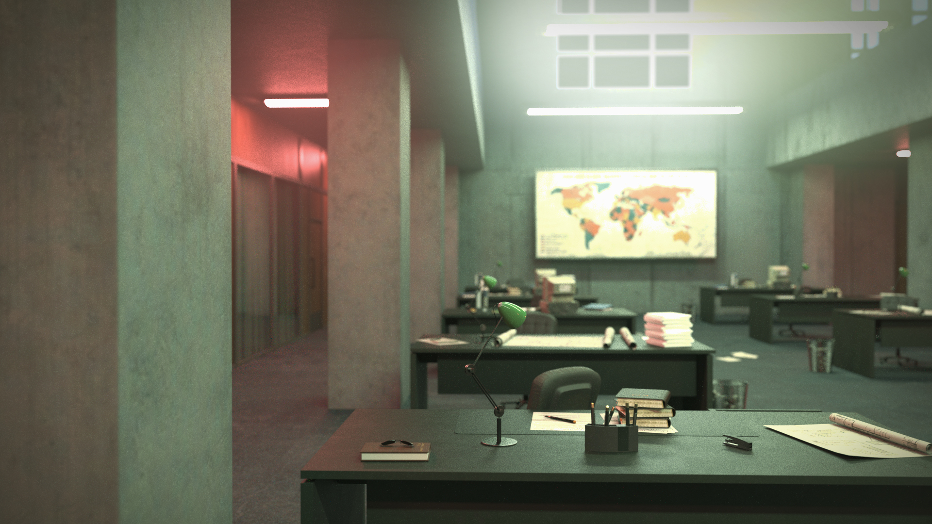 Military Office Hall Scene