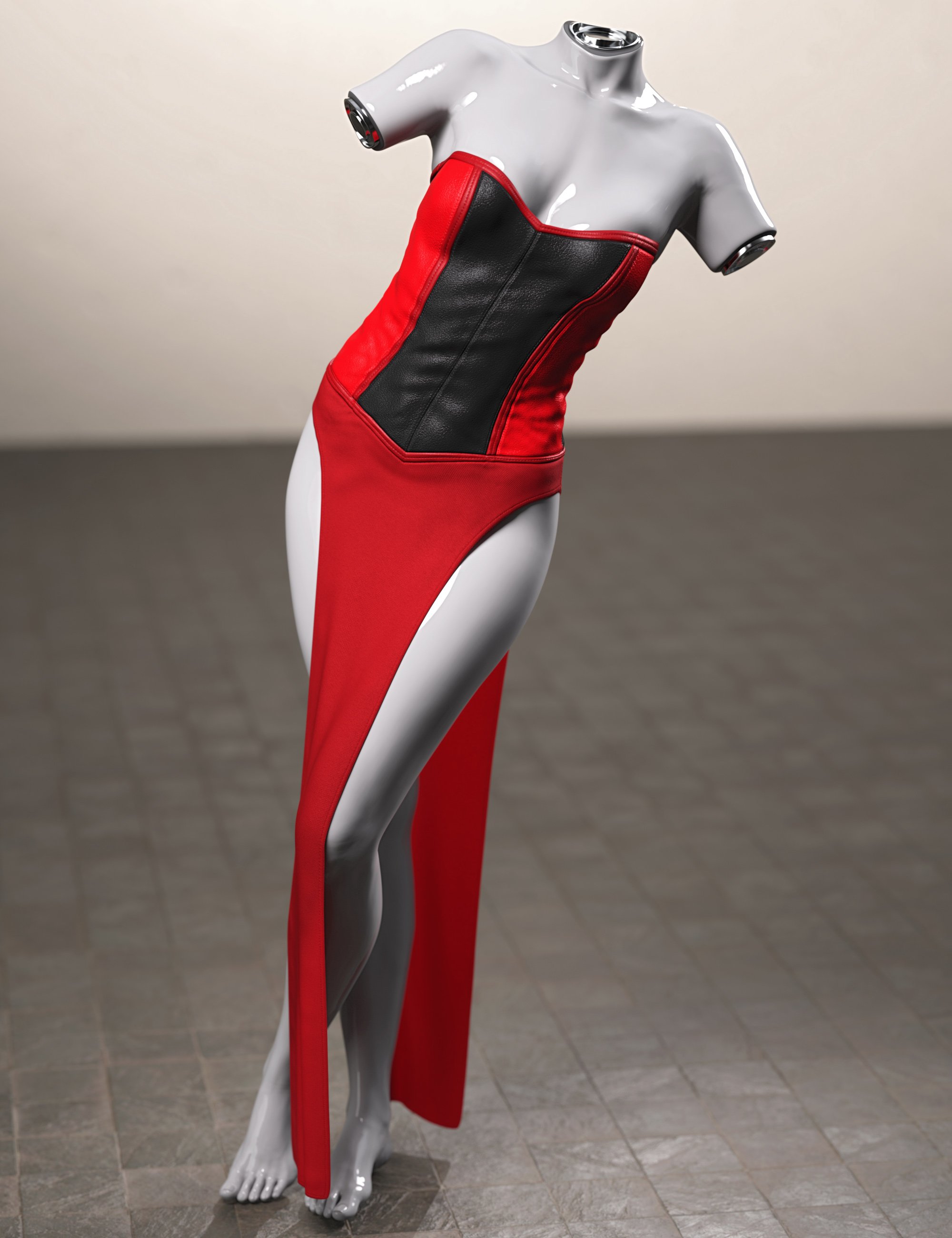 dForce Leather Corset Loin Dress for Genesis 9