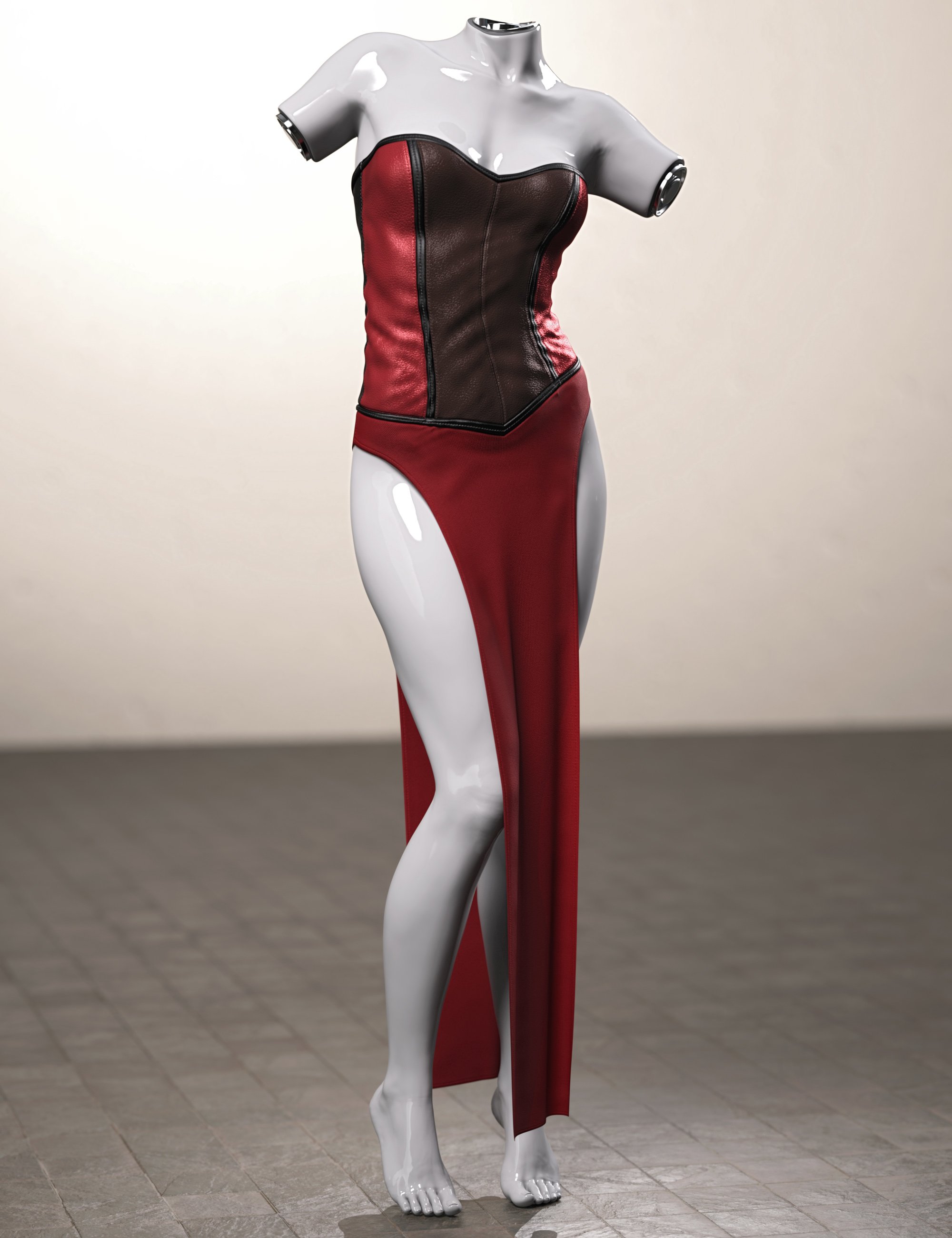 dForce Leather Corset Loin Dress for Genesis 9