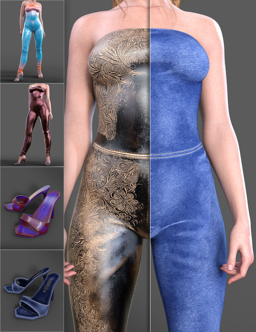 COG Jumpsuit for Genesis 9 and 8, 8.1 Female Texture Pack by: CatOnGlade, 3D Models by Daz 3D