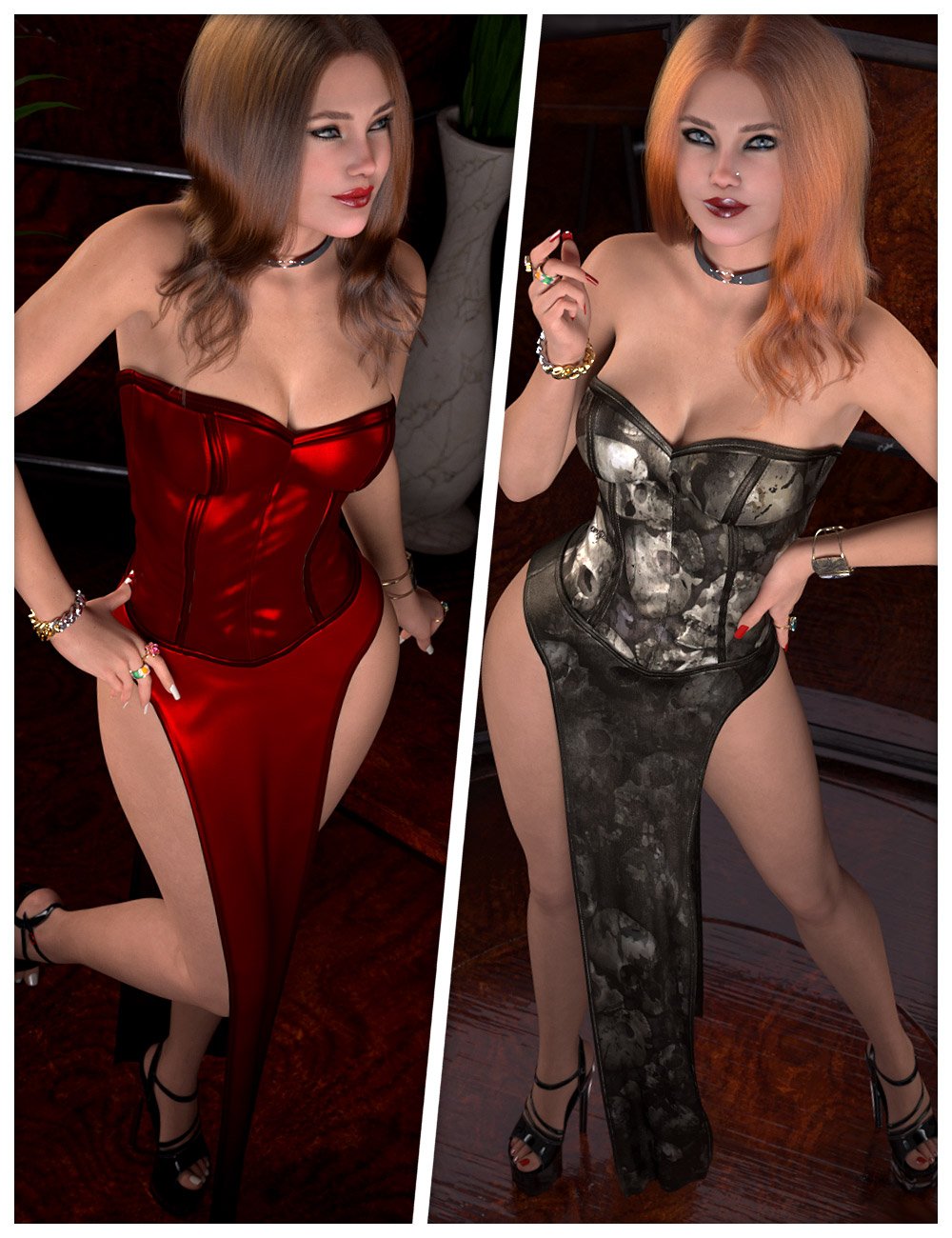 Fashionable Textures for dForce Leather Corset Loin Dress