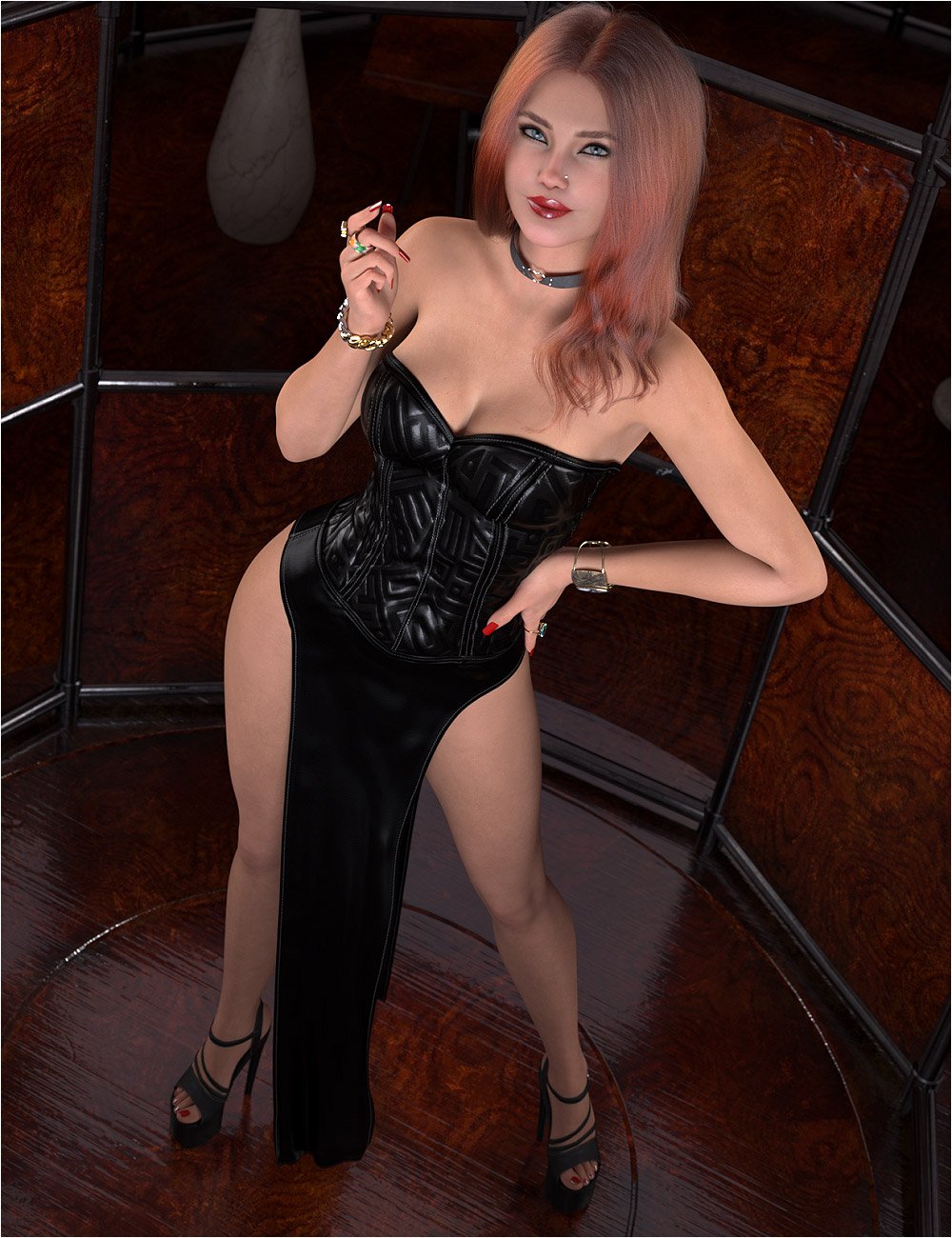 Fashionable Textures for dForce Leather Corset Loin Dress