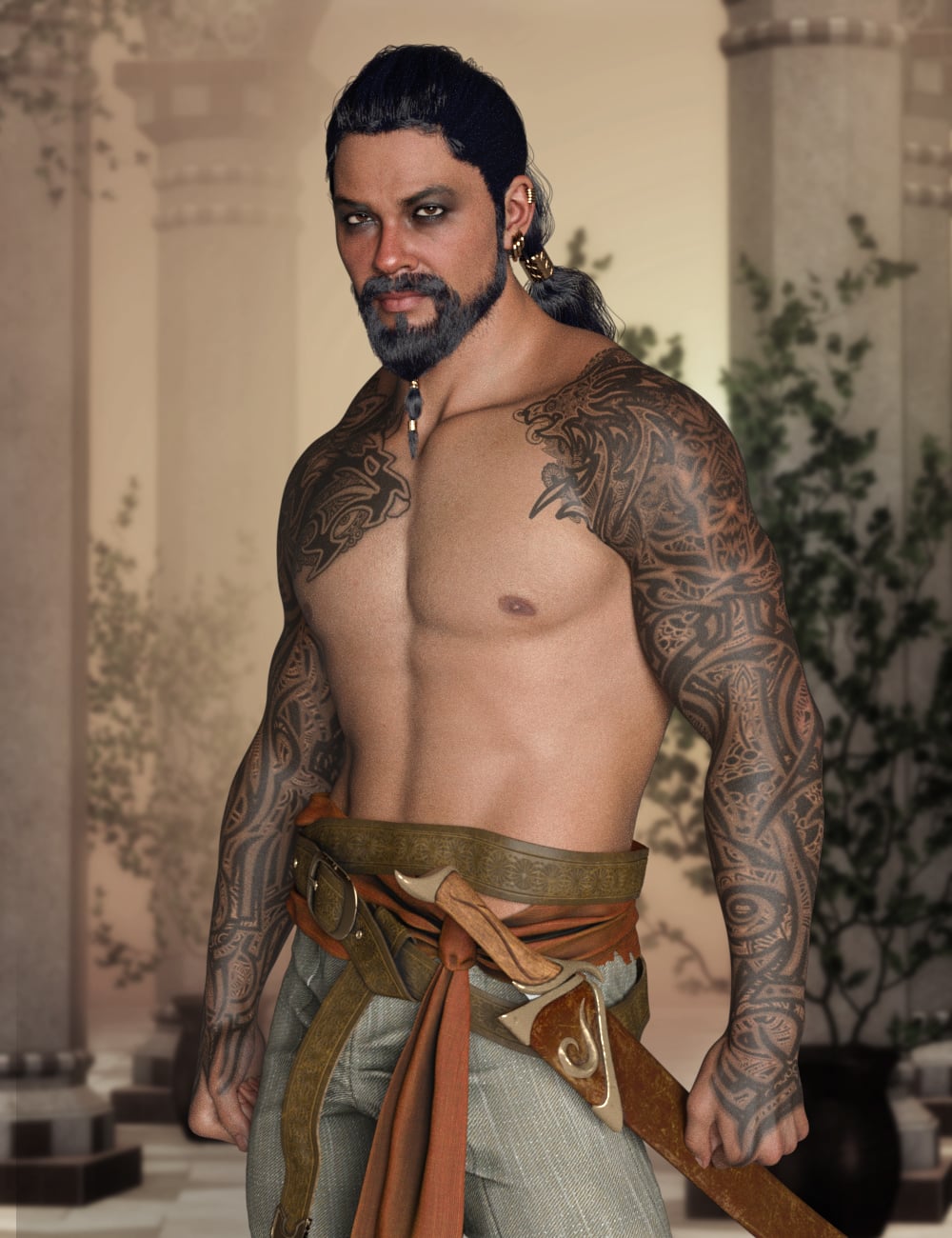 MRL Combinations: Warrior Braid Tattoos For Genesis 9 by: Mihrelle, 3D Models by Daz 3D