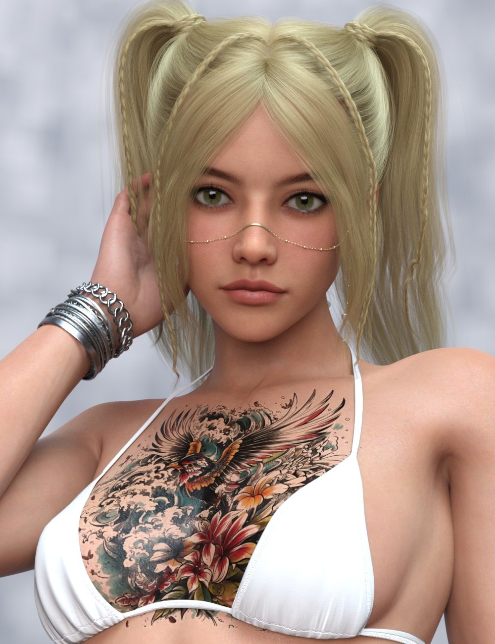 L3D TattooU - Inked Chest for Genesis 9 by: LUNA3D, 3D Models by Daz 3D