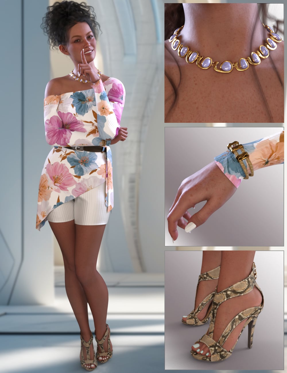 dForce Elynda Outfit for Genesis 9 Feminine by: OnnelArryn, 3D Models by Daz 3D