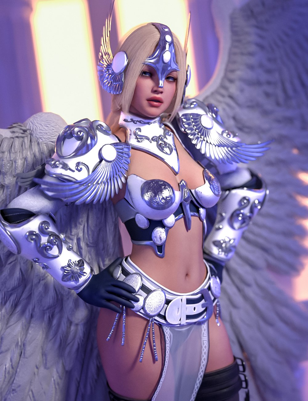 dForce Scarlet Valkyrie Fantasy Armor for Genesis 8, 8.1 and 9 Females by: Val3dartbiuzpharb, 3D Models by Daz 3D