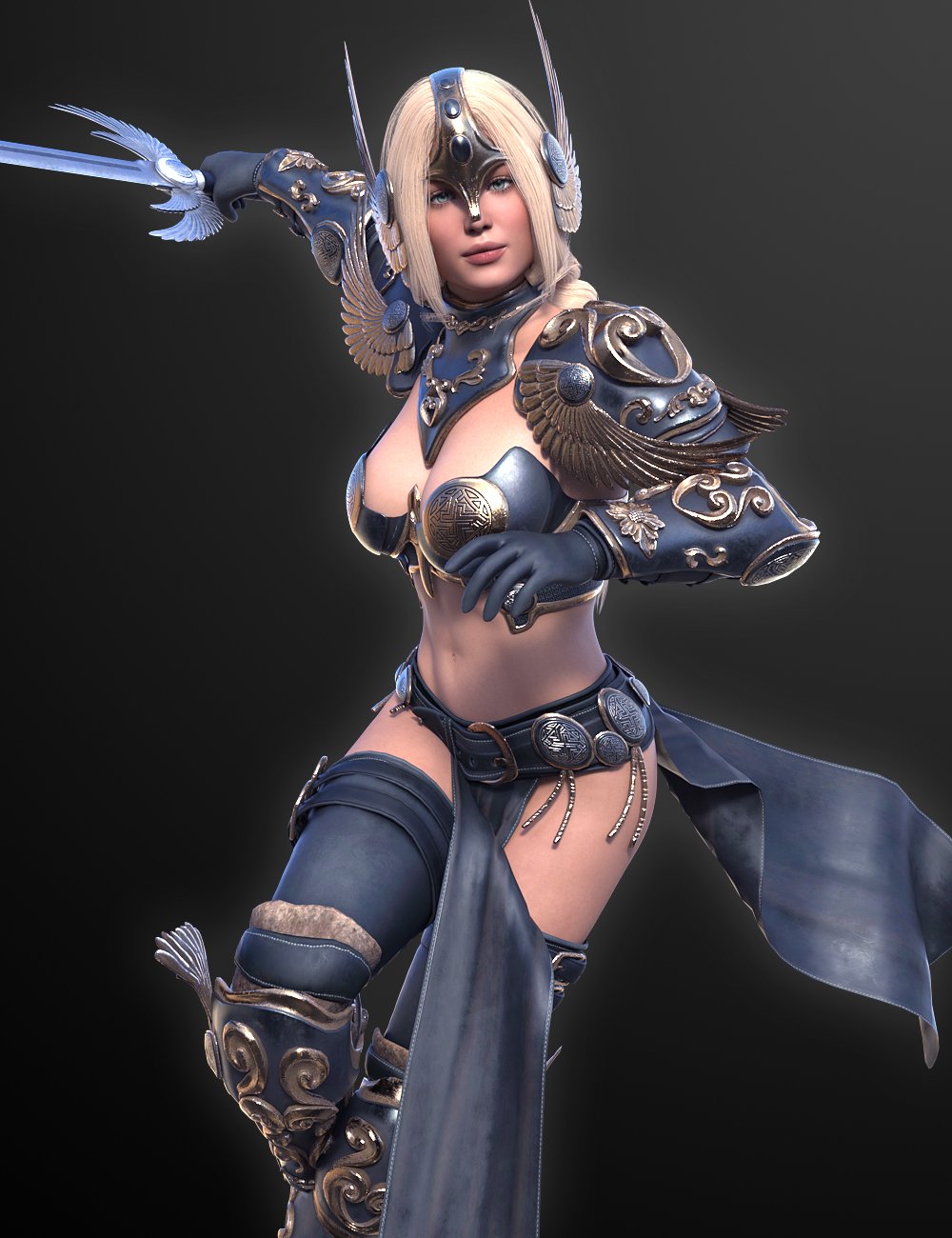 dForce Scarlet Valkyrie Fantasy Armor for Genesis 8, 8.1 and 9 Females