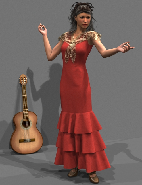 Flamenco Dress by: OptiTex, 3D Models by Daz 3D