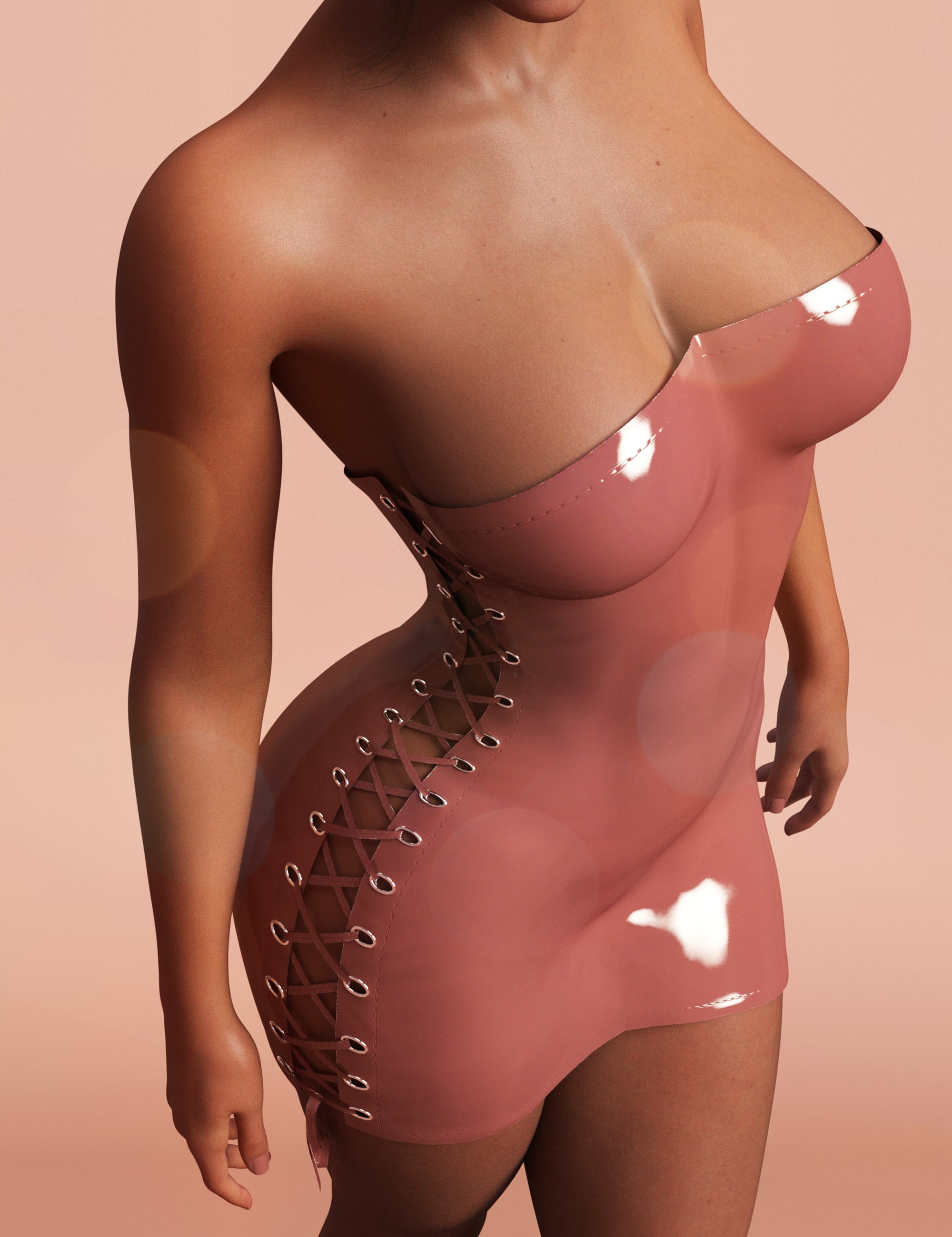 dForce M8 Shiny Lace Up Dress for Genesis 9 by: Modu8, 3D Models by Daz 3D