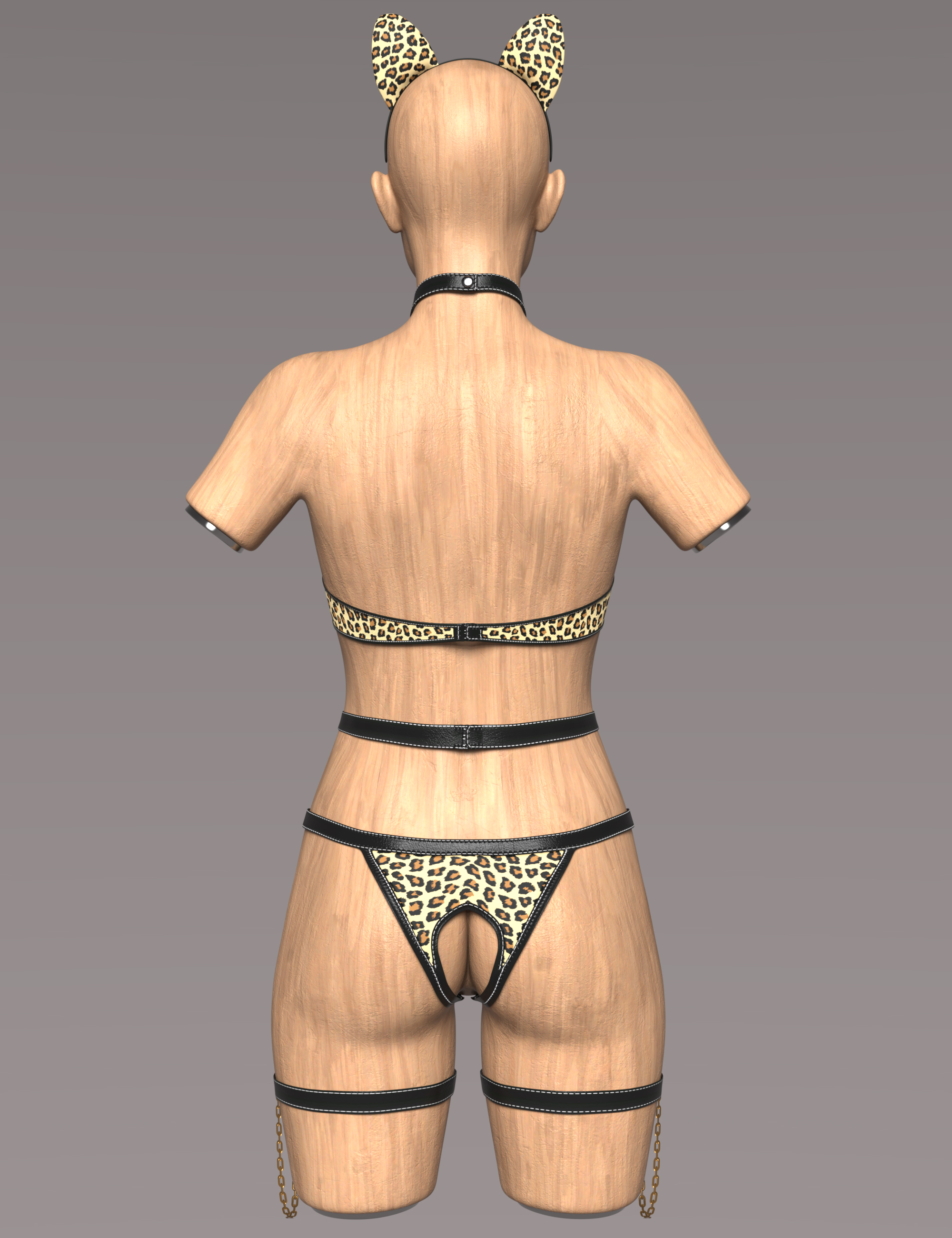 dForce GN Leopard Print Cat Bodysuit for Genesis 9, 8.1, and 8 Female
