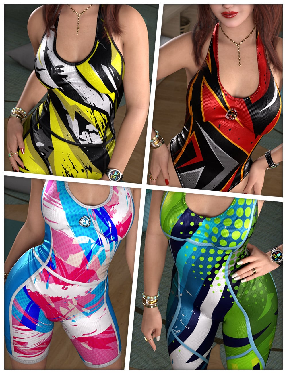 Workout Textures for dForce SU One-Piece Yoga Pants Collection by: ShanasSoulmate, 3D Models by Daz 3D