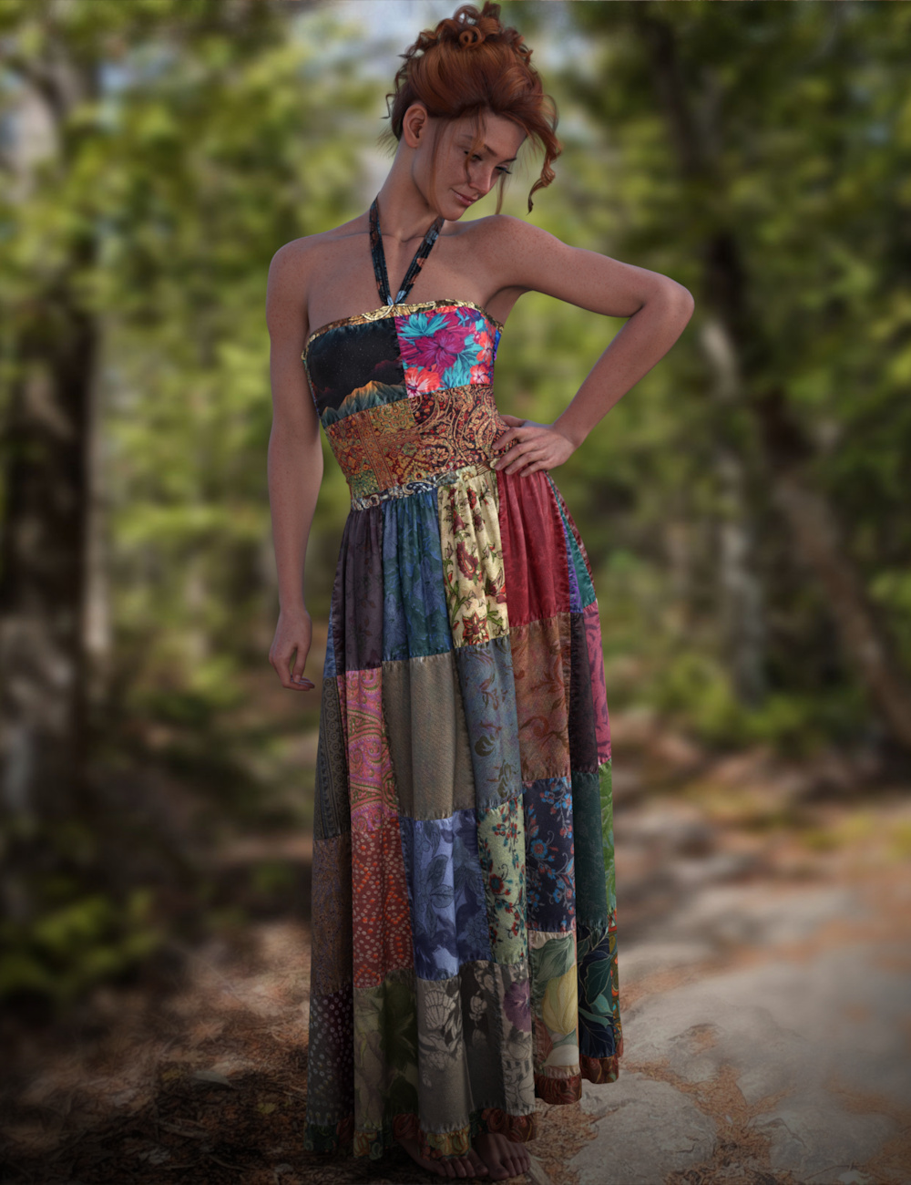 dForce Upcycled Maxi for Genesis 9 and 8 Female by: ~Wolfie~, 3D Models by Daz 3D