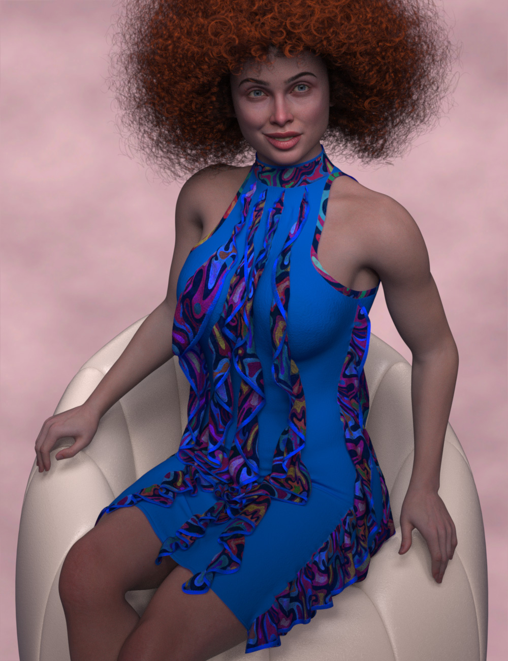 DNA Waterfall dForce Mini Dress for Genesis 9 by: Donnena, 3D Models by Daz 3D