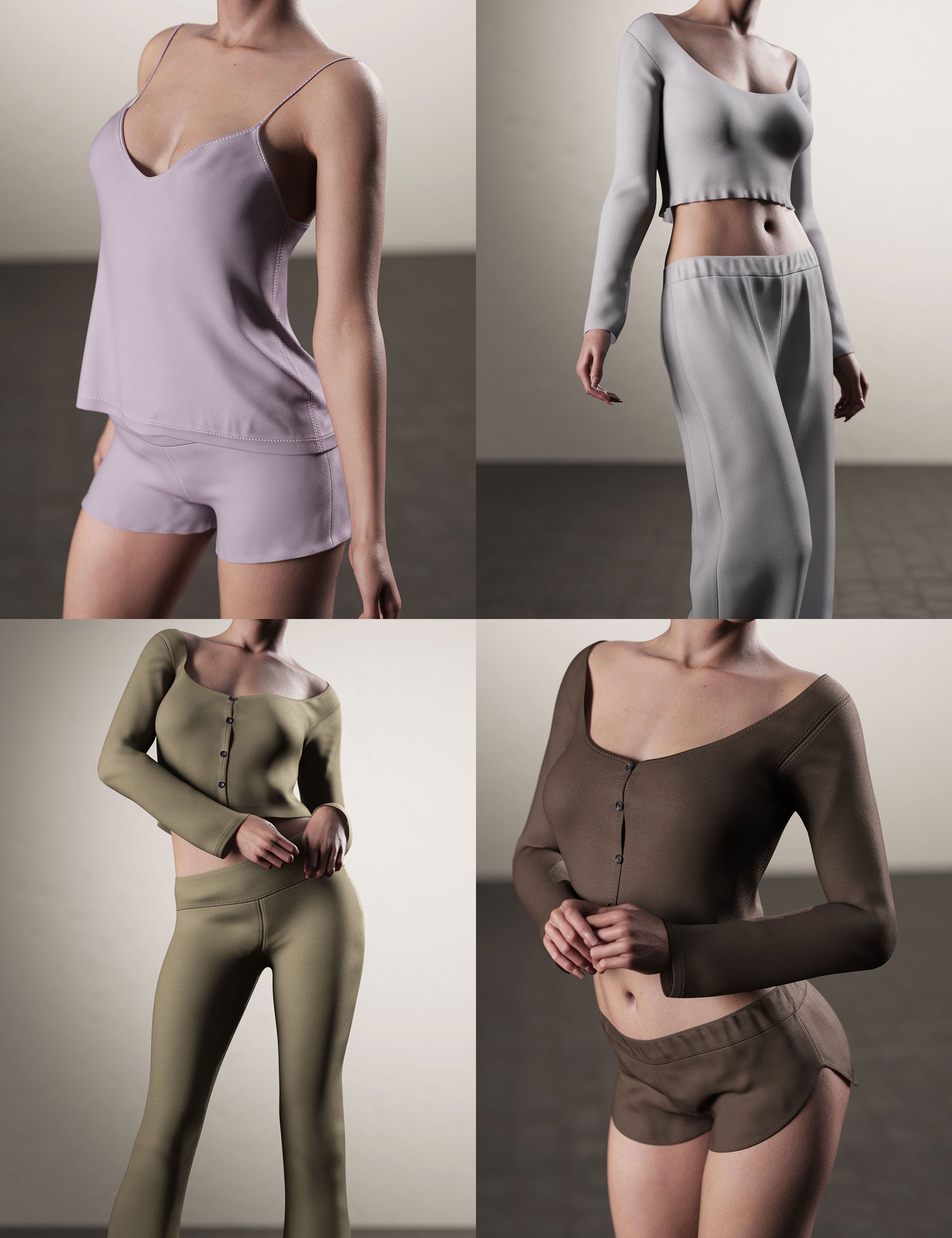 dForce 9-in-1 Homewear Wardrobe for Genesis 9 by: outoftouch, 3D Models by Daz 3D