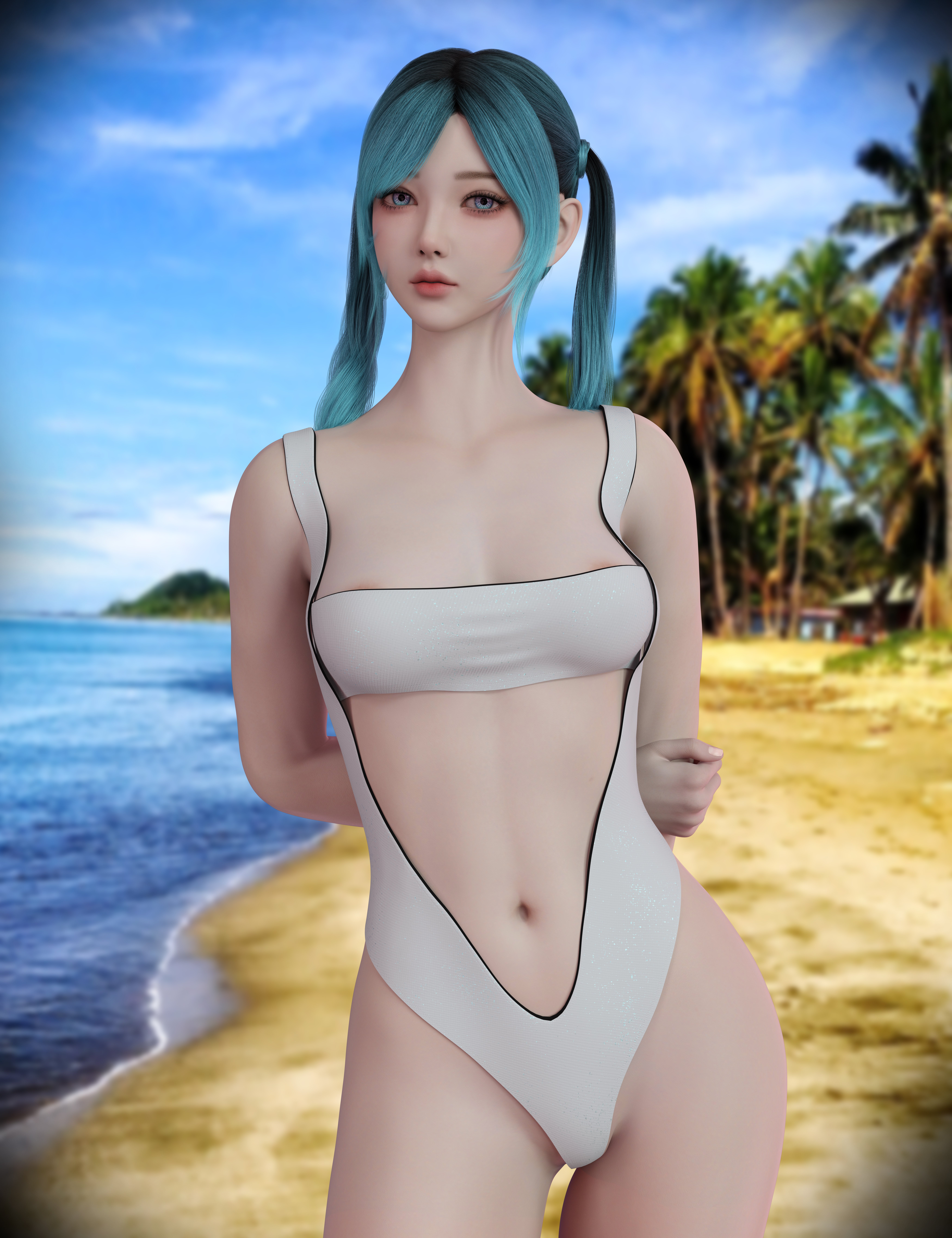 dForce Sexy Shoulder Swimsuit Outfit for Genesis 9 by: yuke, 3D Models by Daz 3D