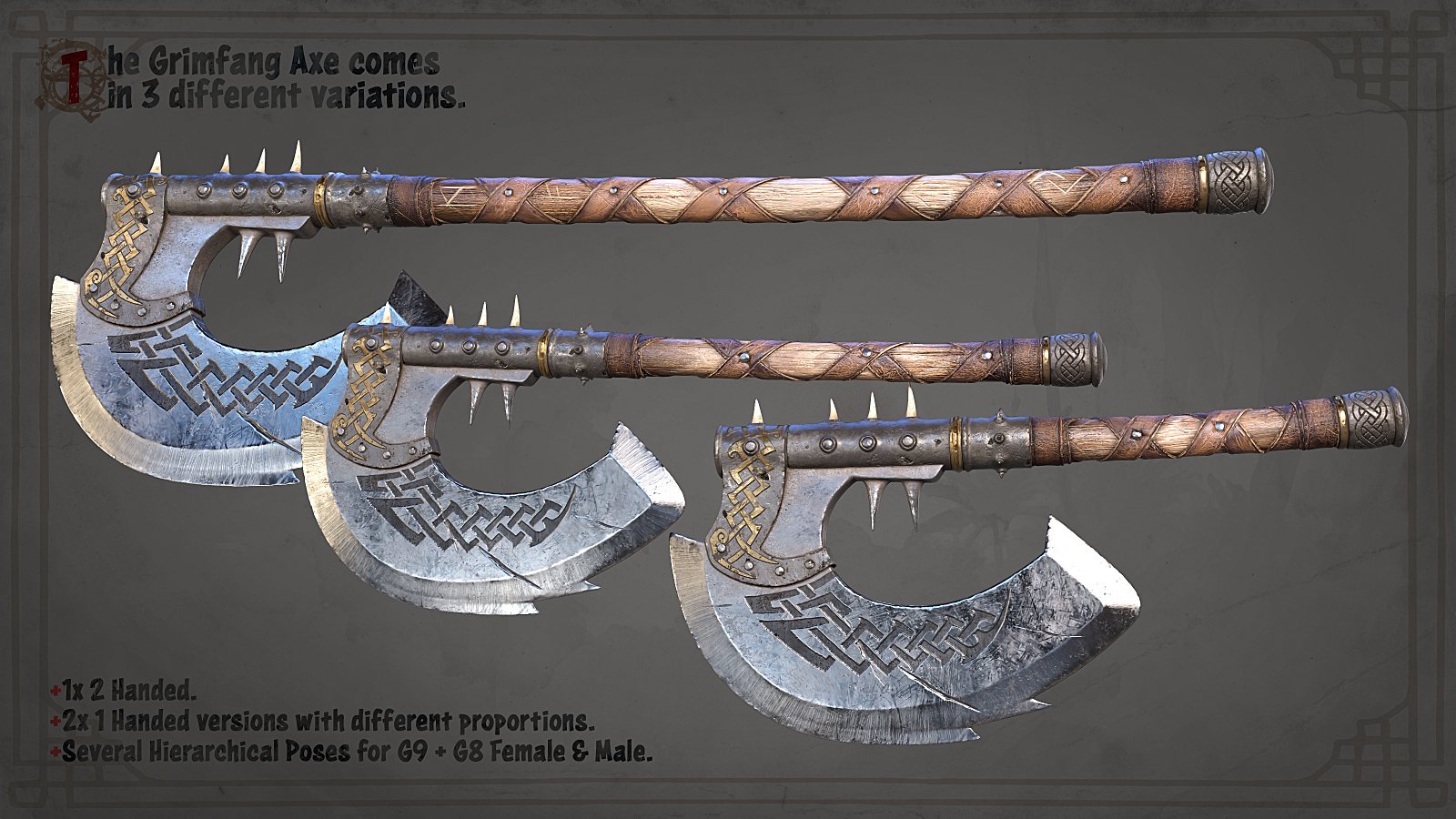 STF Grimfang Axe for Genesis 9, Genesis 8 Female and Male