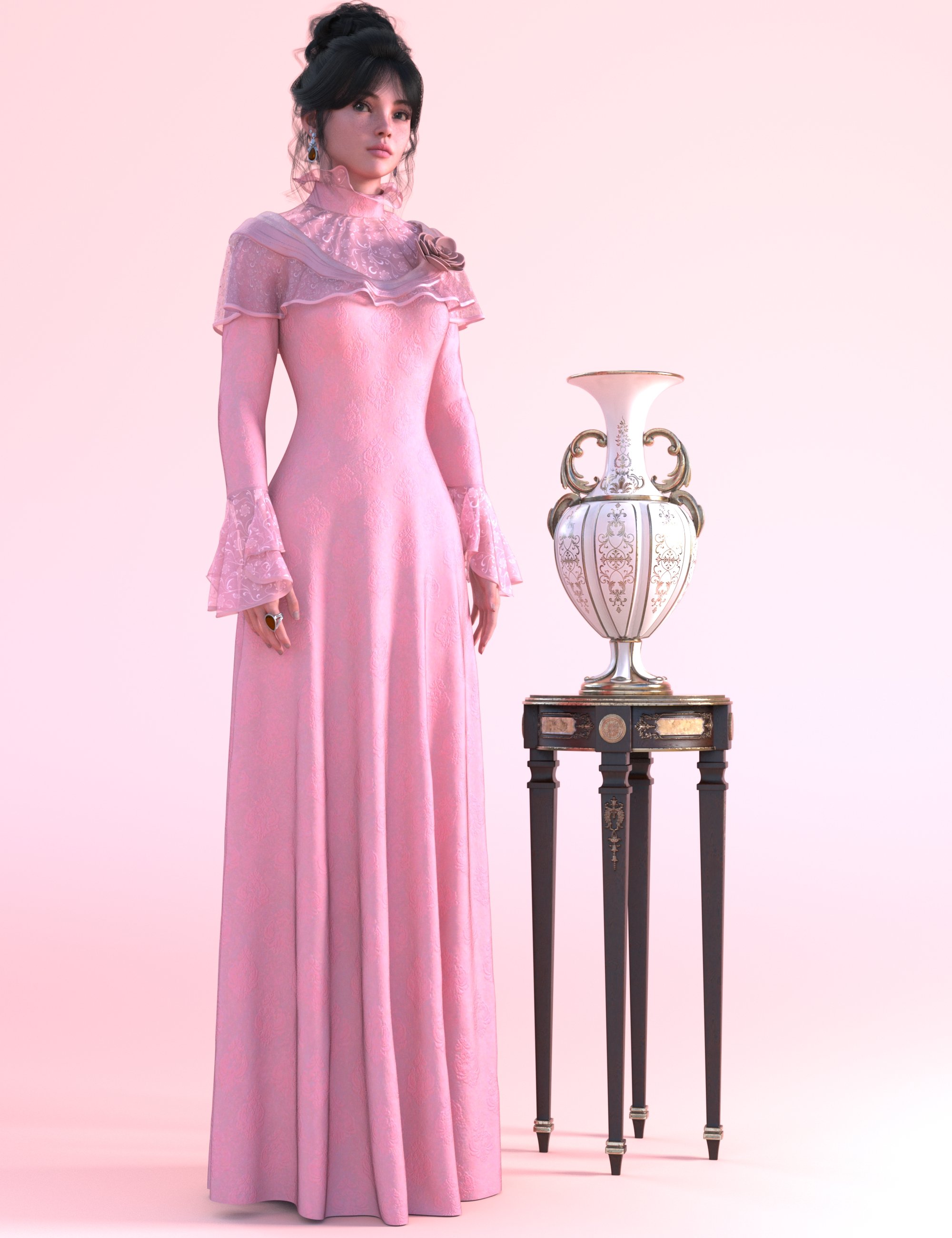 dForce WM Sweet Eliza Outfit for Genesis 9 by: White Moon, 3D Models by Daz 3D