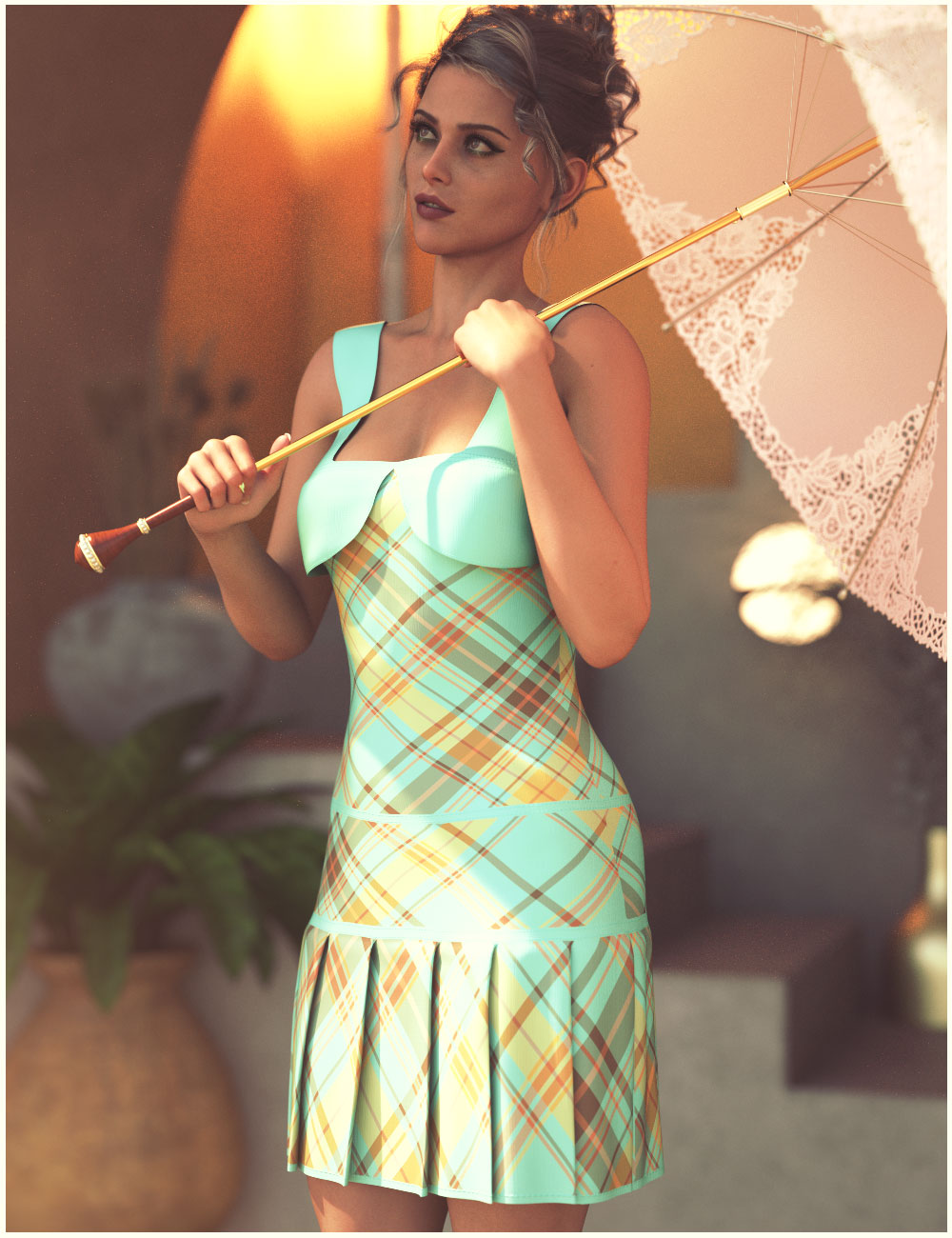 dForce Jiana Dress for Genesis 9 by: BelladzinesPandyGirl, 3D Models by Daz 3D
