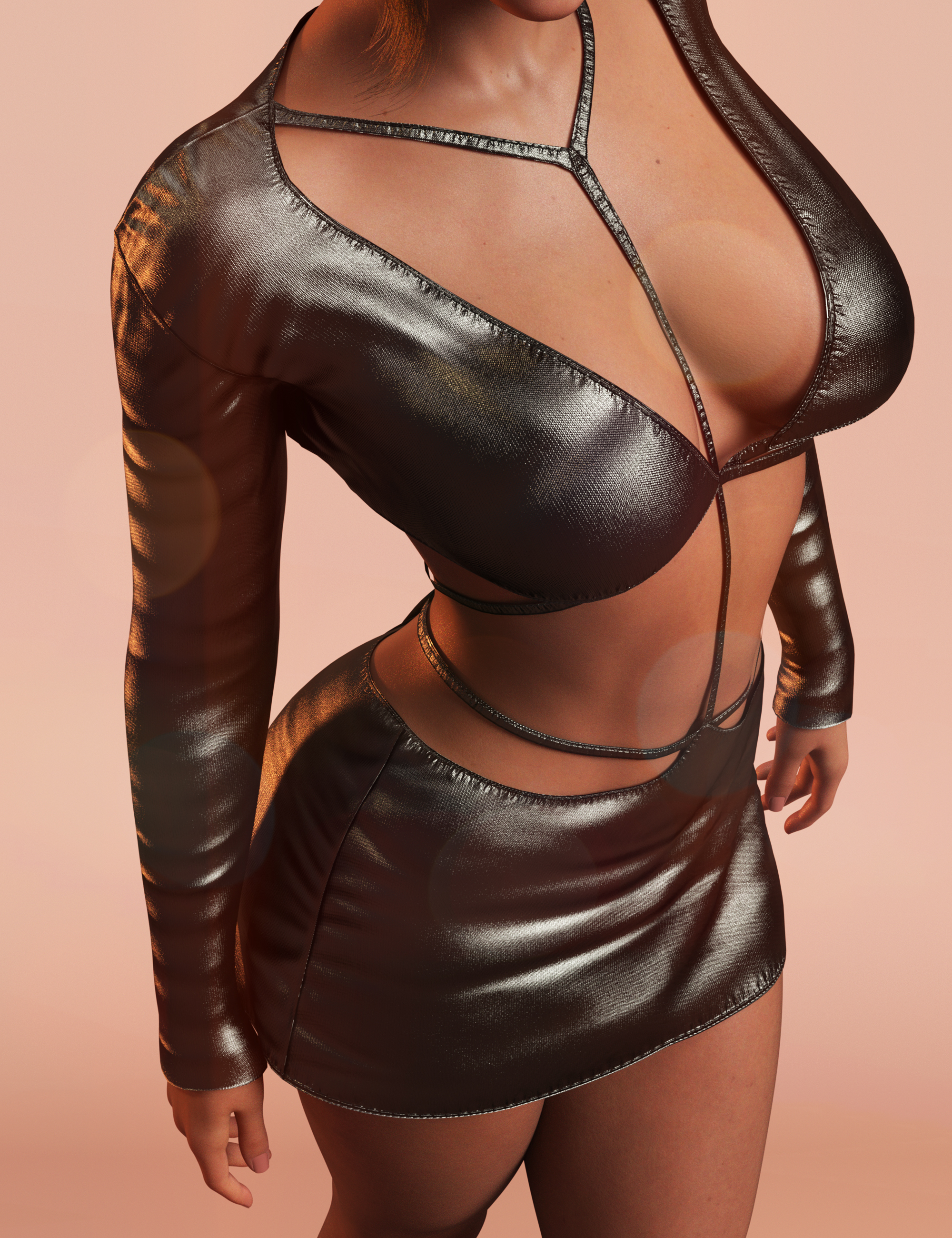dForce M8 Strappy Long Sleeve Dress for Genesis 9 by: Modu8, 3D Models by Daz 3D