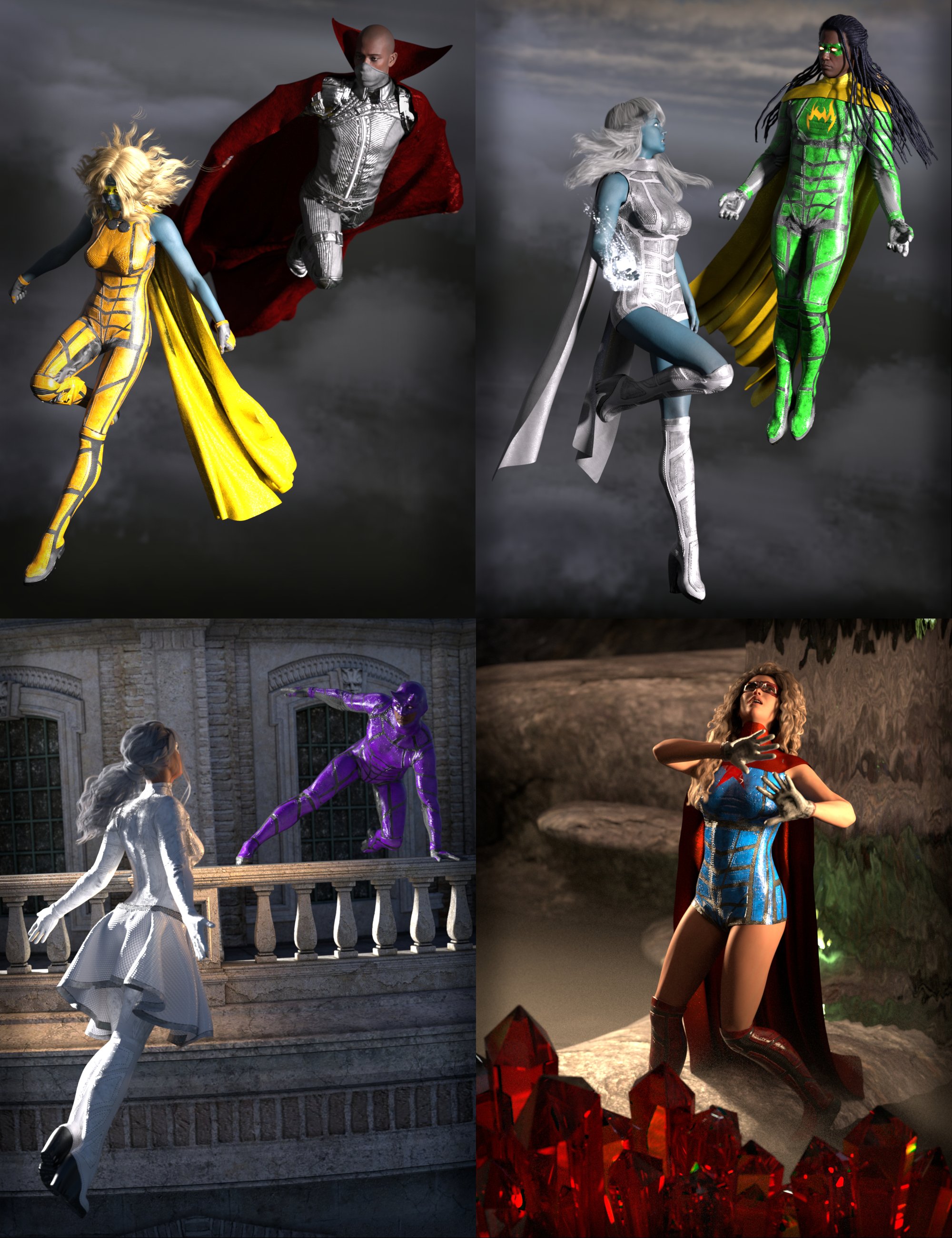 SY Superhero Bundle Genesis 9 by: Sickleyield, 3D Models by Daz 3D