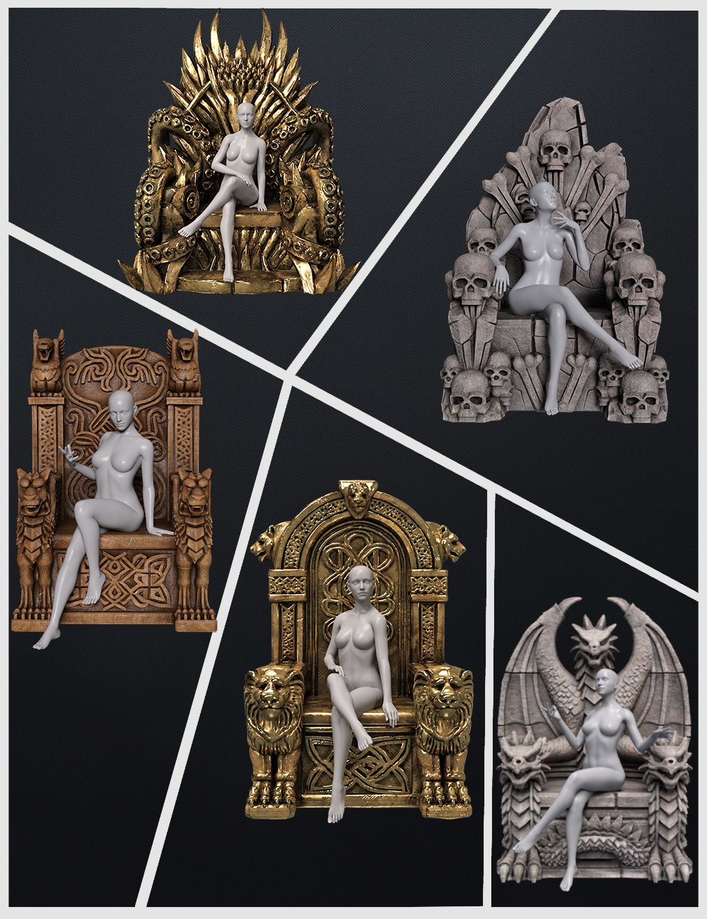 Throne Pack Throne Pack by: 3dLab, 3D Models by Daz 3D