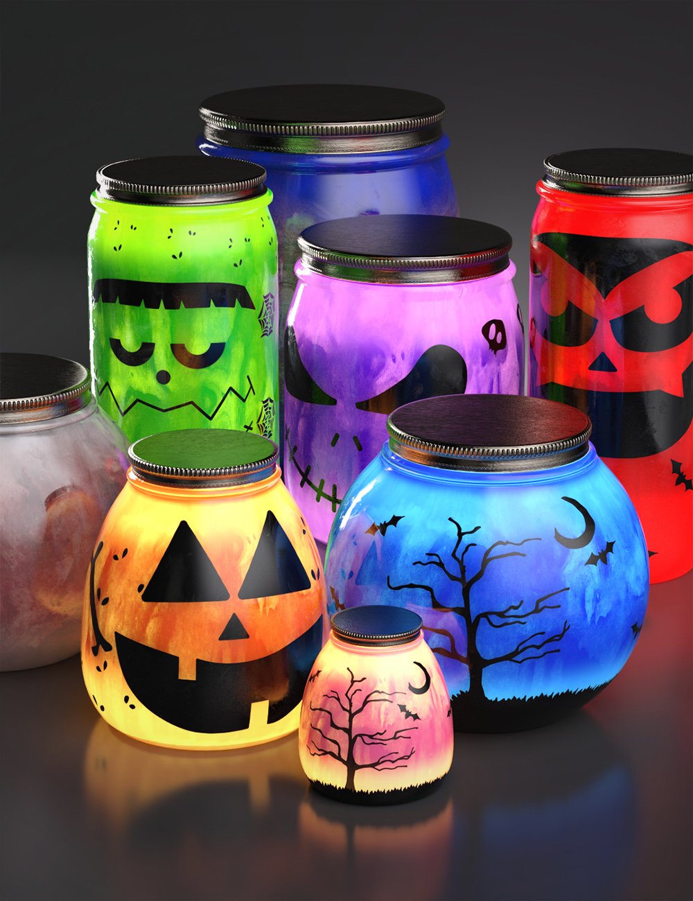 CGI Jar Lanterns Props by: Color Galeria, 3D Models by Daz 3D