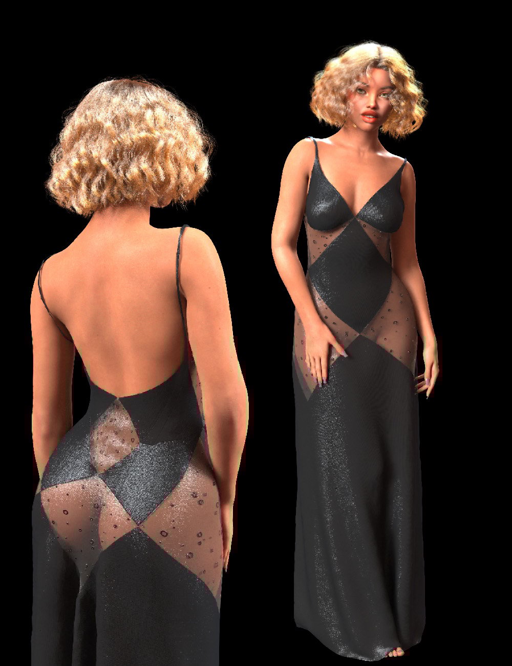 dForce Geometric Panelled Dress for Genesis 9