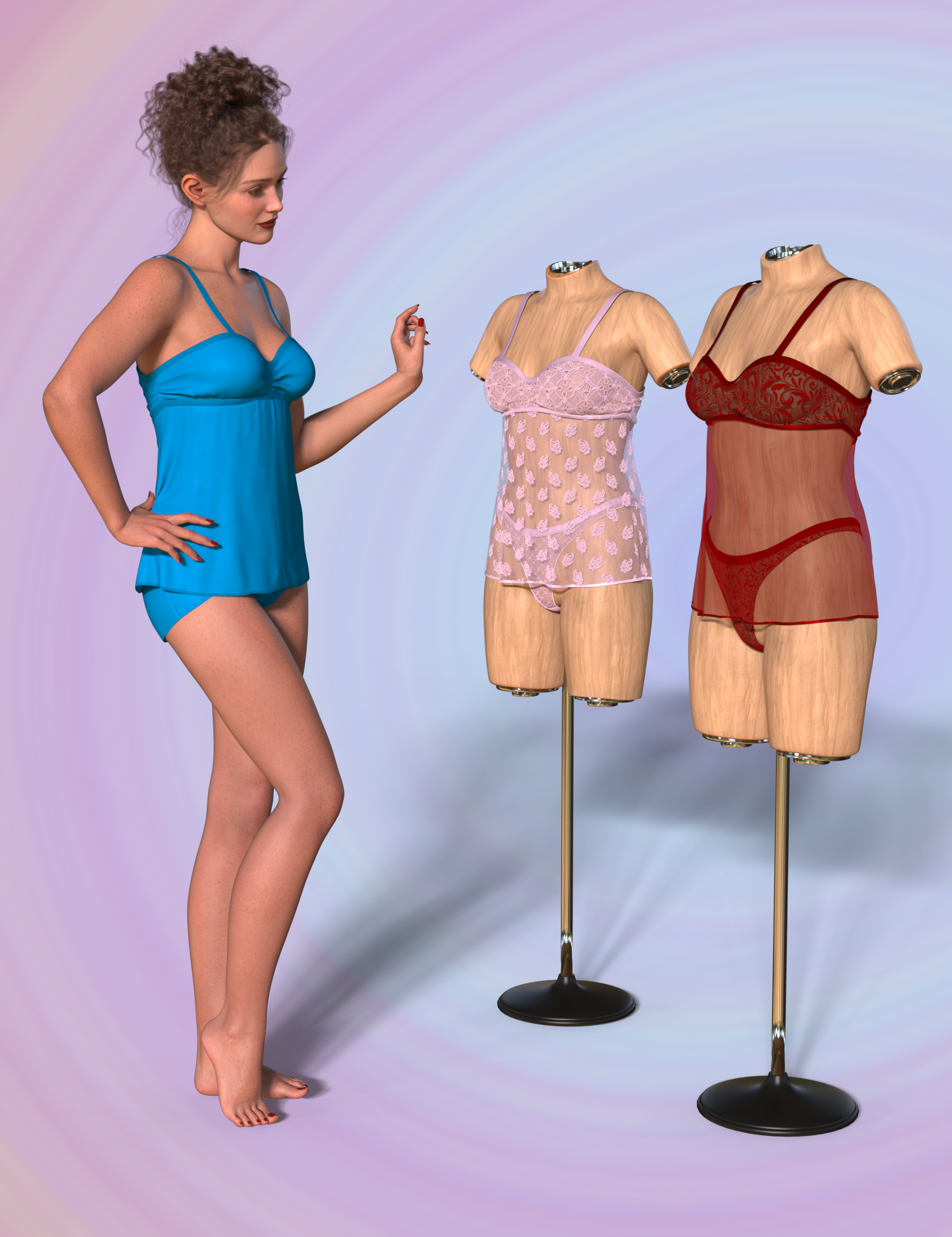 dForce Playful Tankini Outfit for Genesis 9 by: Immersive-DreamWorld, 3D Models by Daz 3D