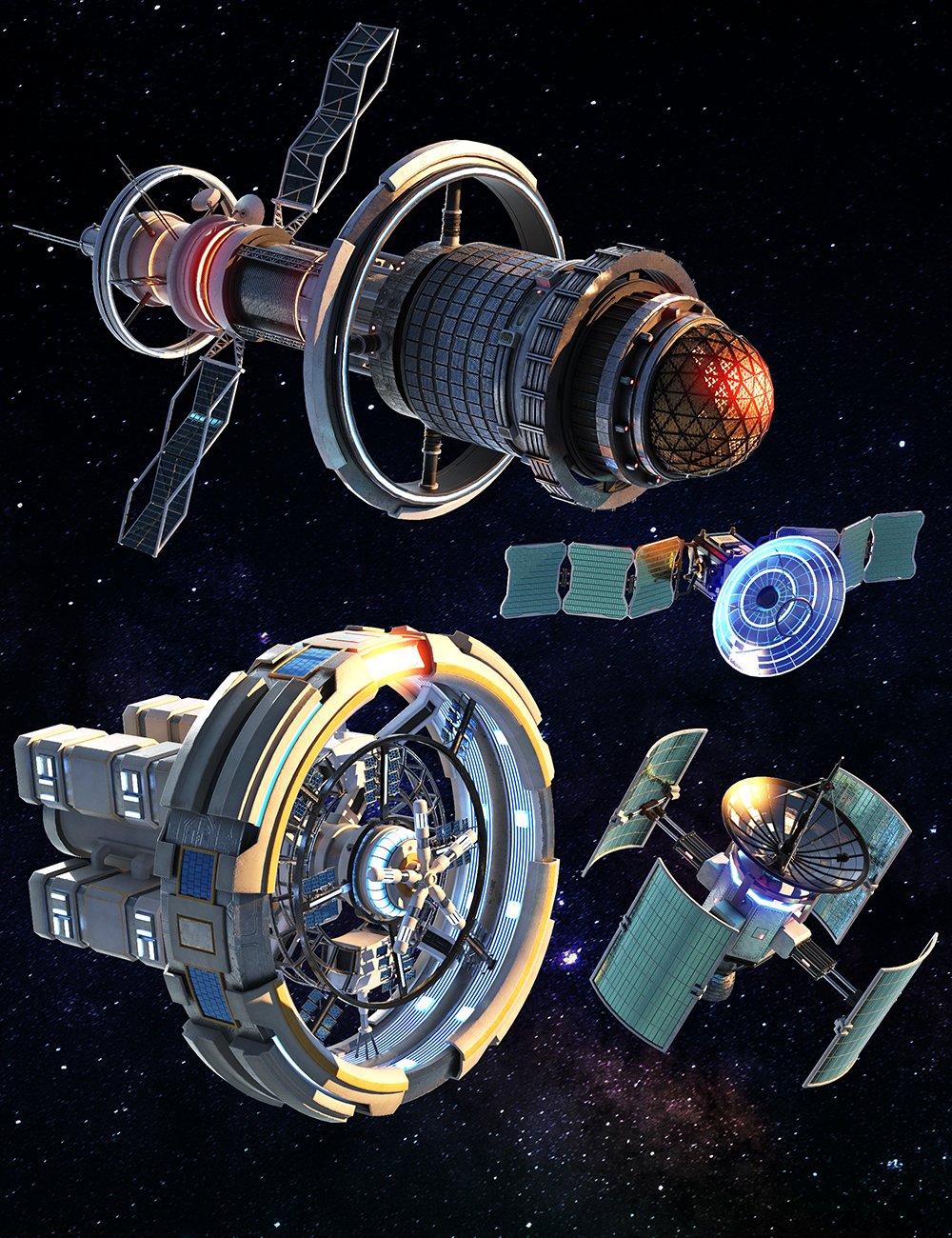 XI Sci-Fi Satellites by: Xivon, 3D Models by Daz 3D