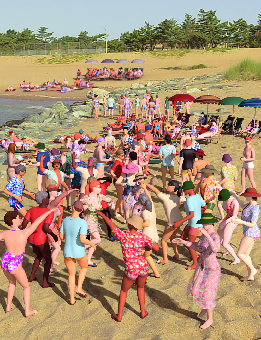 LowPoly Crowd Creator Expansion: Beach Life by: PhilW, 3D Models by Daz 3D