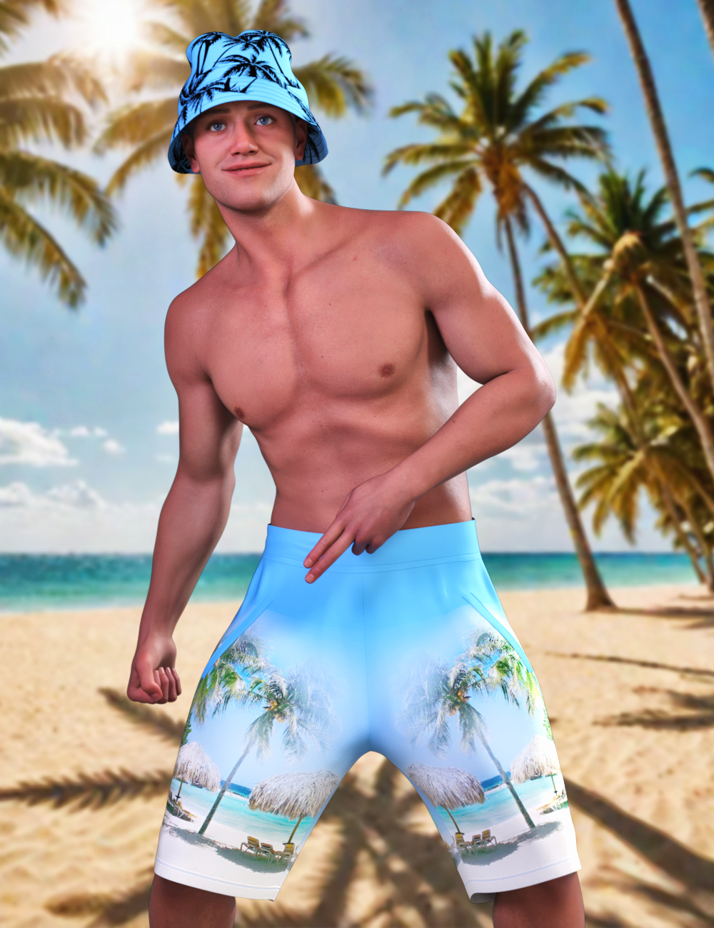 JMR dForce Viktor Beach Set for Genesis 9 and 8 Male by: JaMaRe, 3D Models by Daz 3D