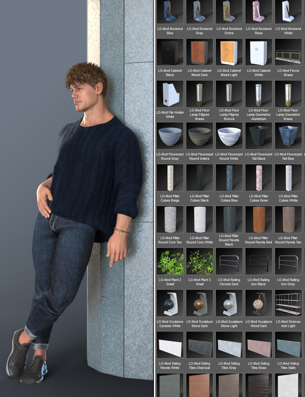 Modern Things To Lean On Texture Addon by: esha, 3D Models by Daz 3D
