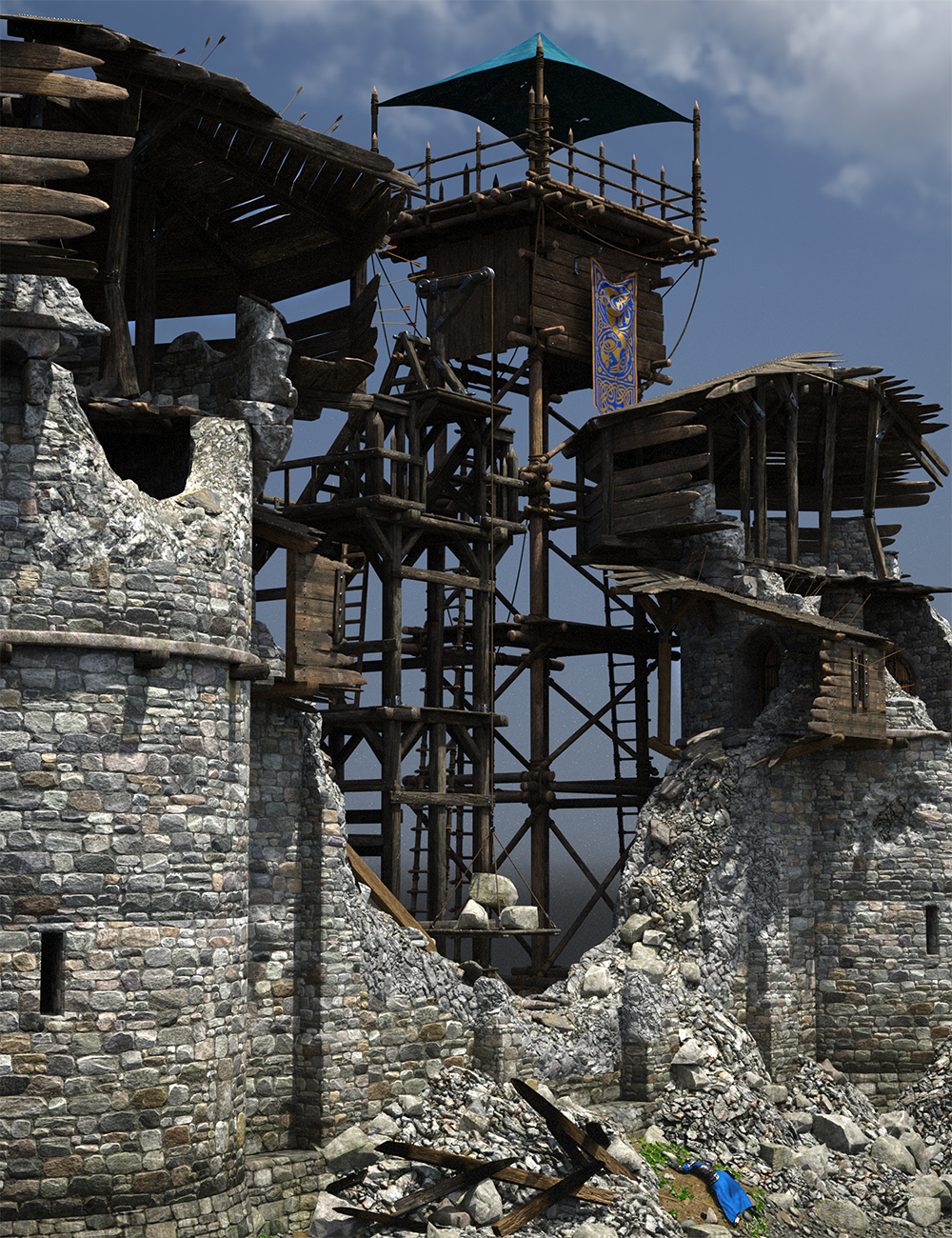 Medieval Castle Destruction Kit - Wood Prop Add-Ons