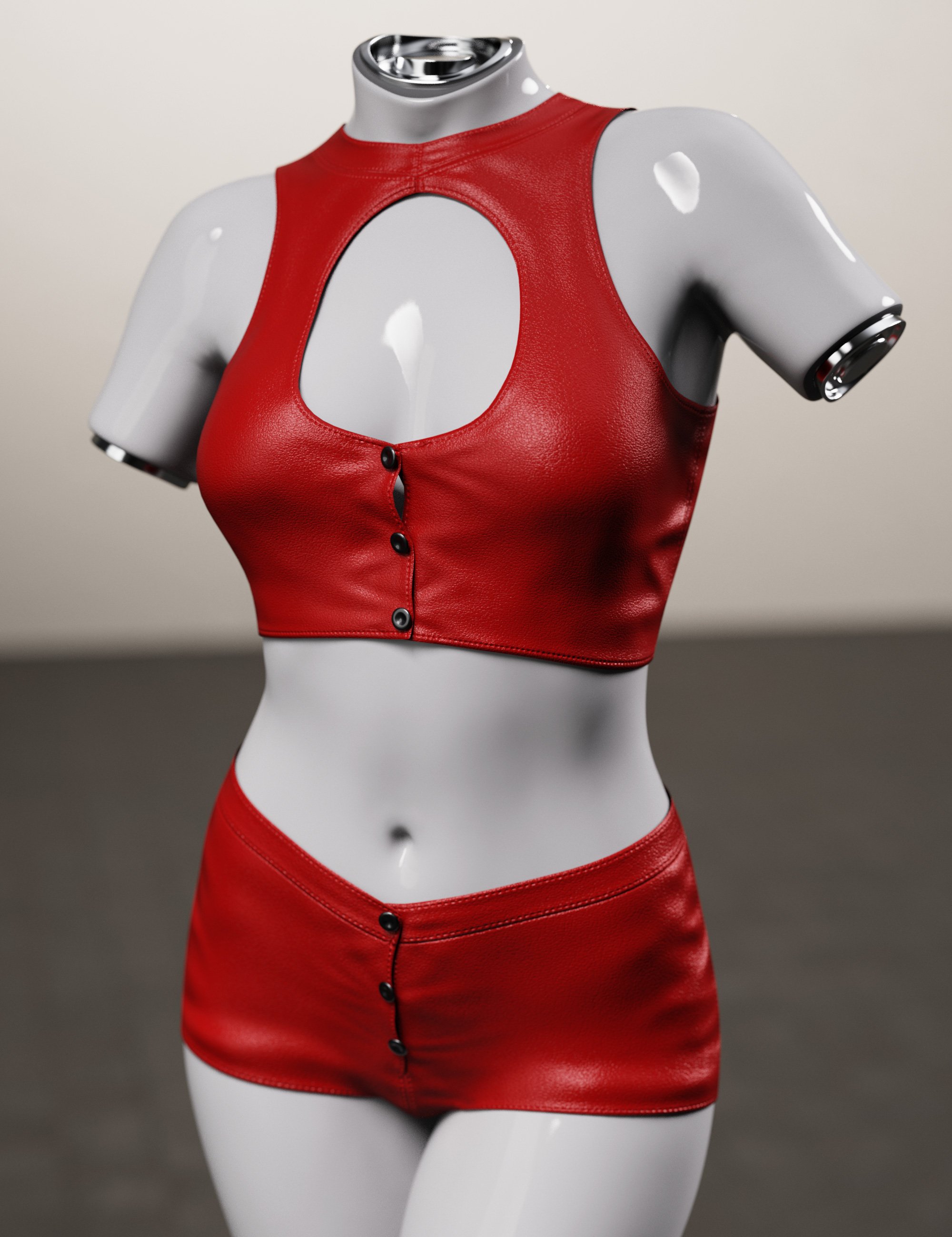 Buttoned Crop Top and Pants for Genesis 9 by: outoftouch, 3D Models by Daz 3D