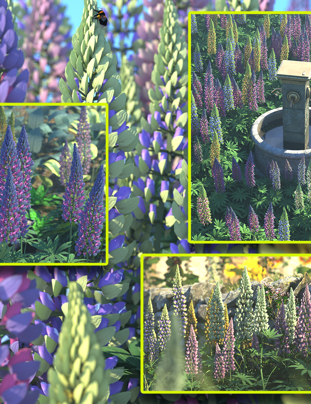 Cottage Garden Flowers - Lupins by: MartinJFrost, 3D Models by Daz 3D